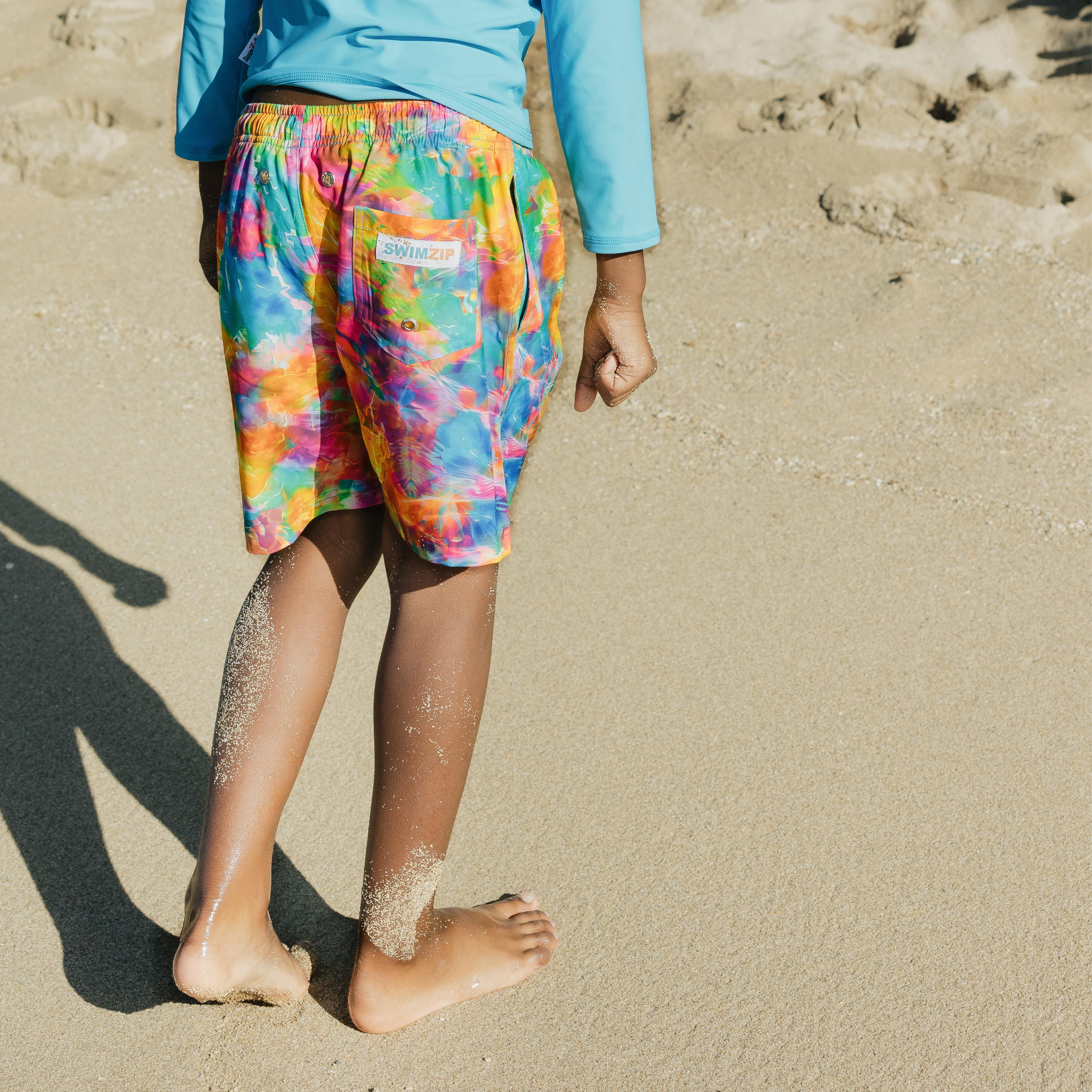 Boys Swim Trunks Boxer Brief Liner (sizes 6-14) | “Impressions"-SwimZip UPF 50+ Sun Protective Swimwear & UV Zipper Rash Guards-pos8