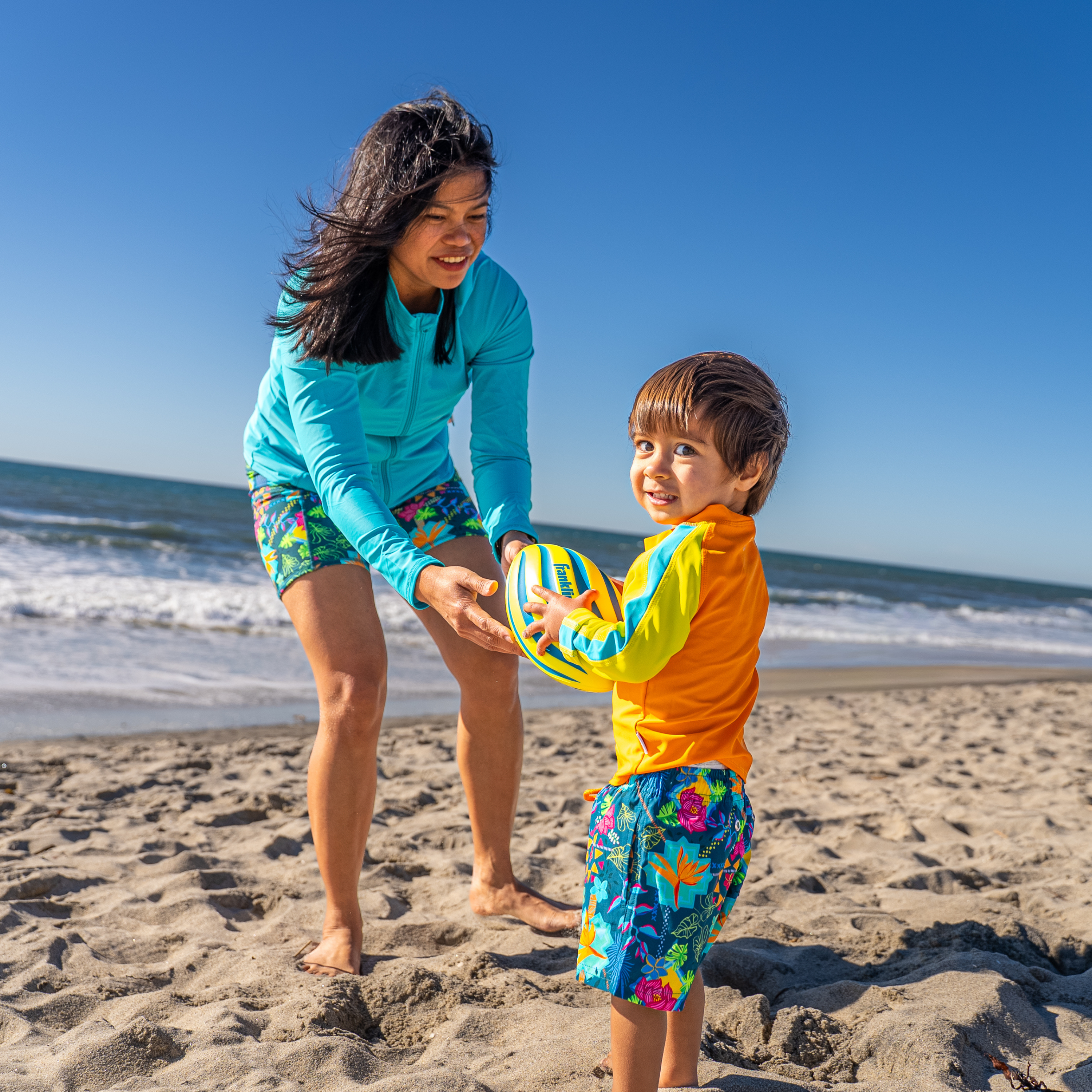 Boys Long Sleeve Zipper Rash Guard and Swim Trunk Set | "Summer Max"-SwimZip UPF 50+ Sun Protective Swimwear & UV Zipper Rash Guards-pos3