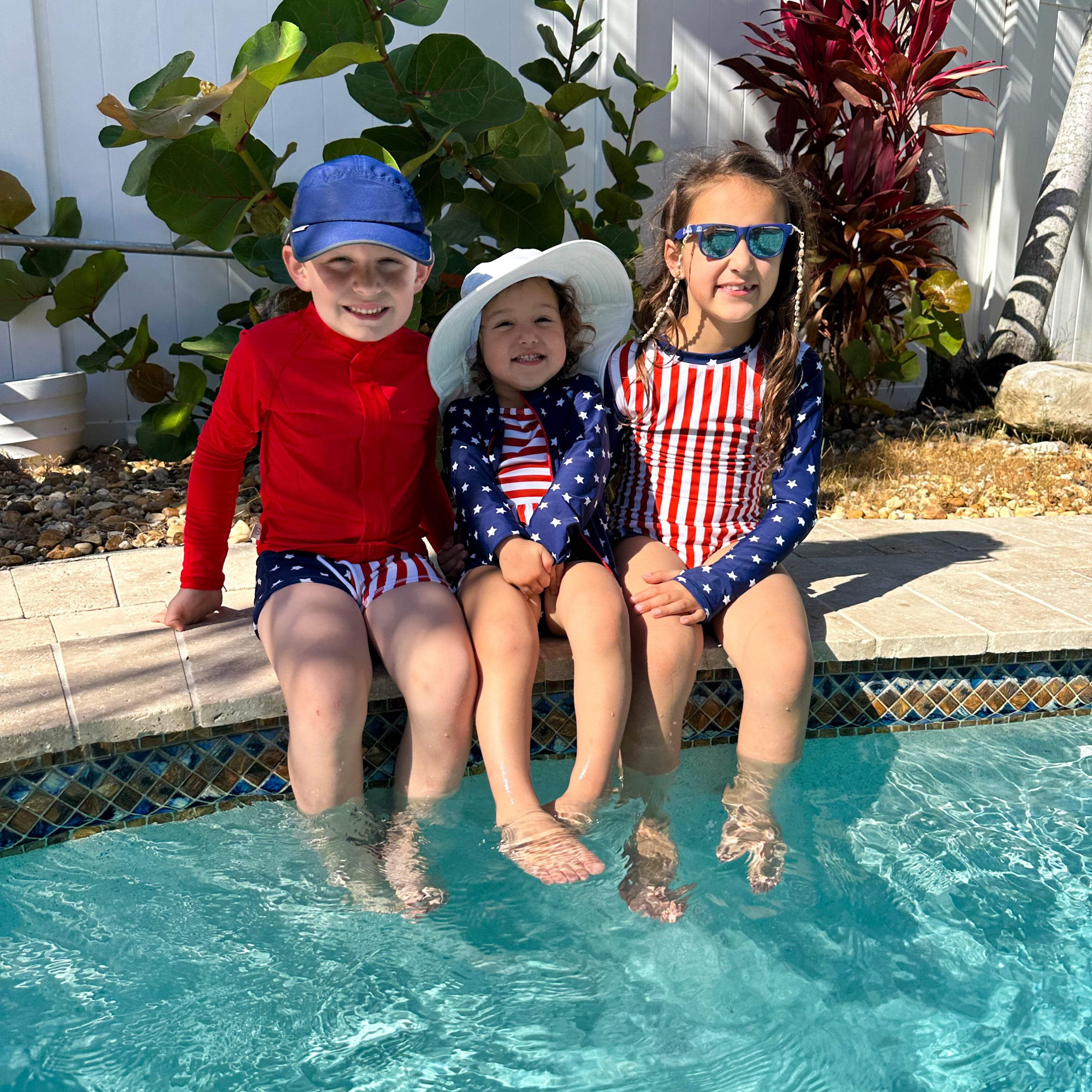 Girls Long Sleeve Surf Suit (One Piece Bodysuit) | "Americana"-SwimZip UPF 50+ Sun Protective Swimwear & UV Zipper Rash Guards-pos8