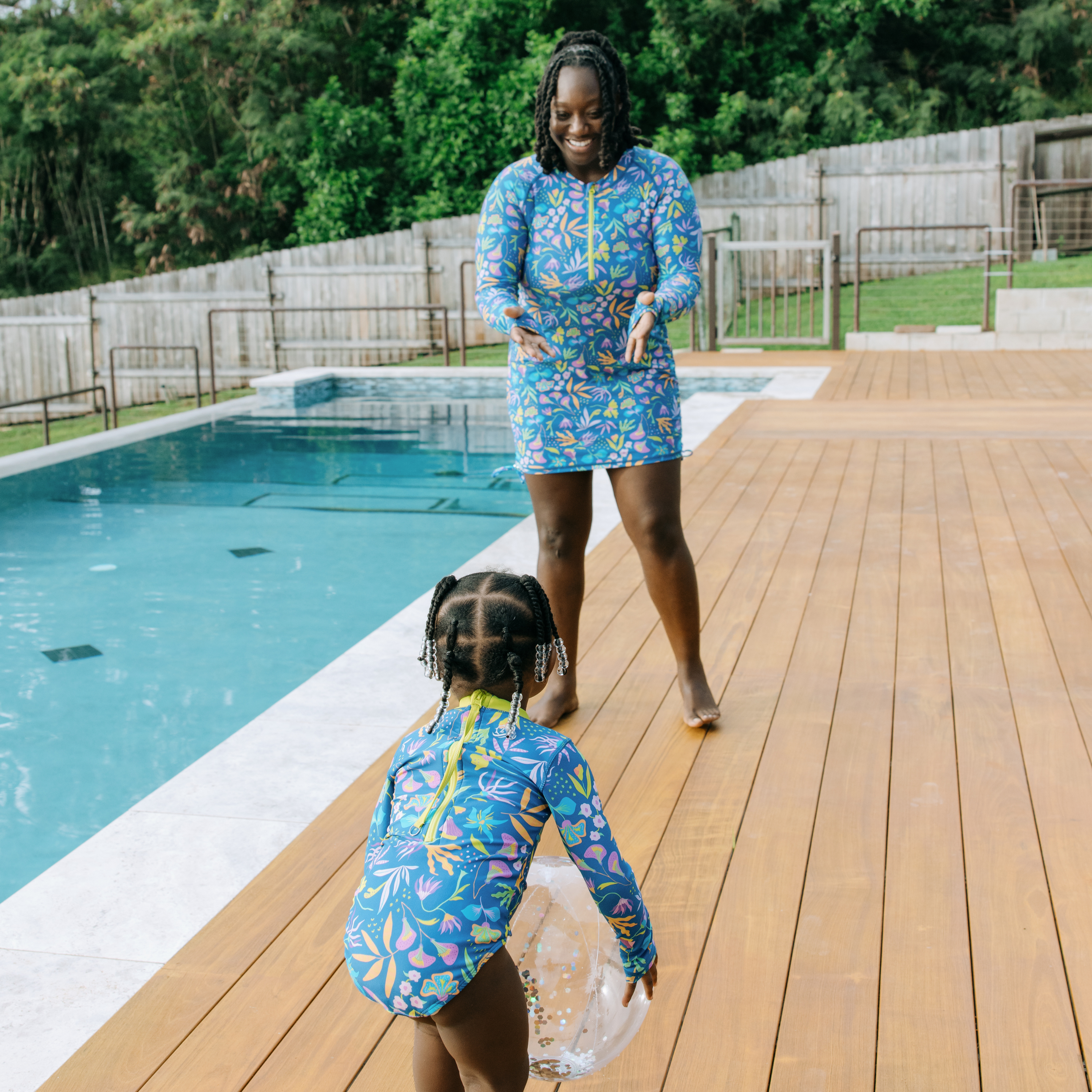 Women's Half Zip Swim Dress Cover Up | "Tropadelic"-SwimZip UPF 50+ Sun Protective Swimwear & UV Zipper Rash Guards-pos7