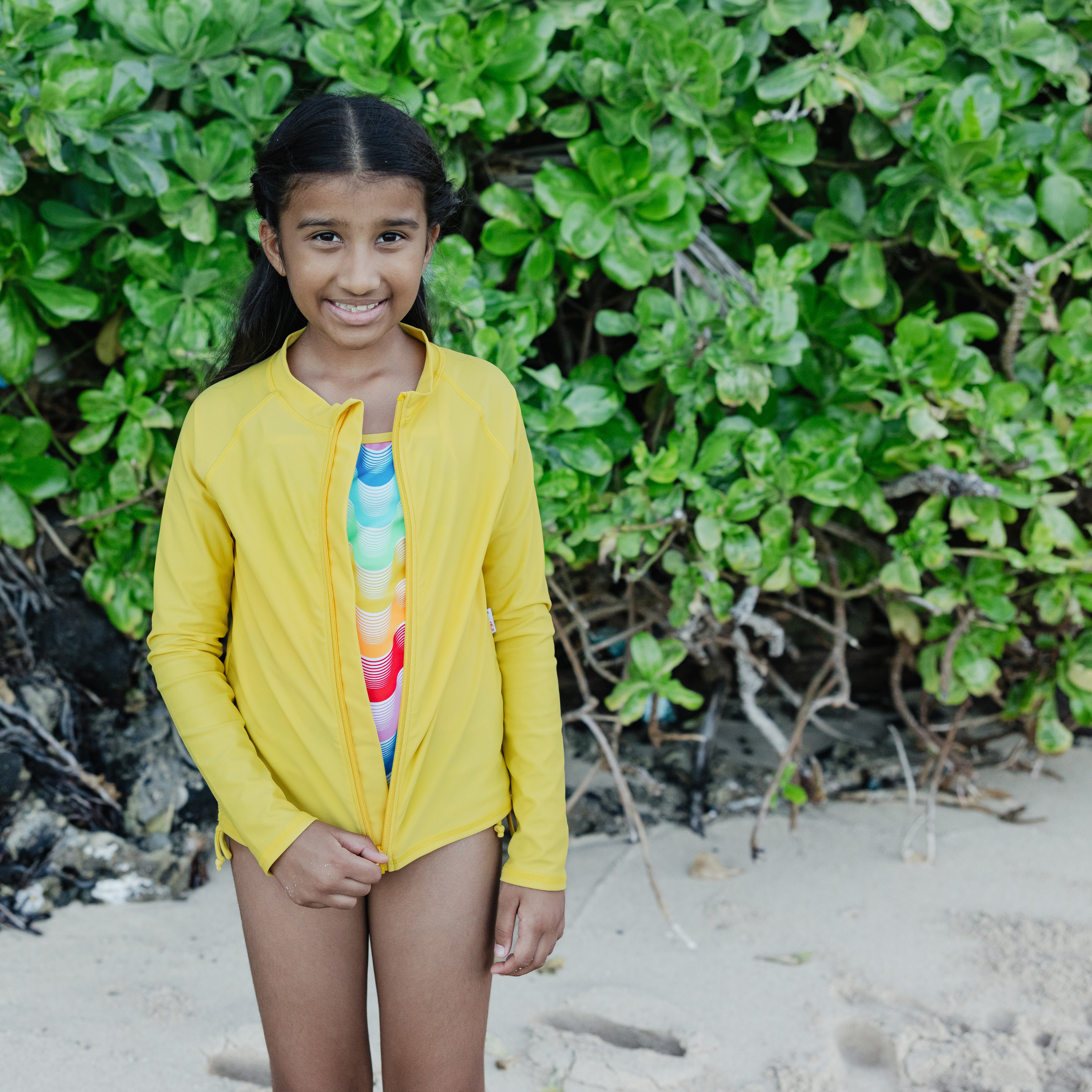 Girls Long Sleeve Rash Guard + Tankini Bikini Set (3 Piece) | "Surf's Up"-SwimZip UPF 50+ Sun Protective Swimwear & UV Zipper Rash Guards-pos9