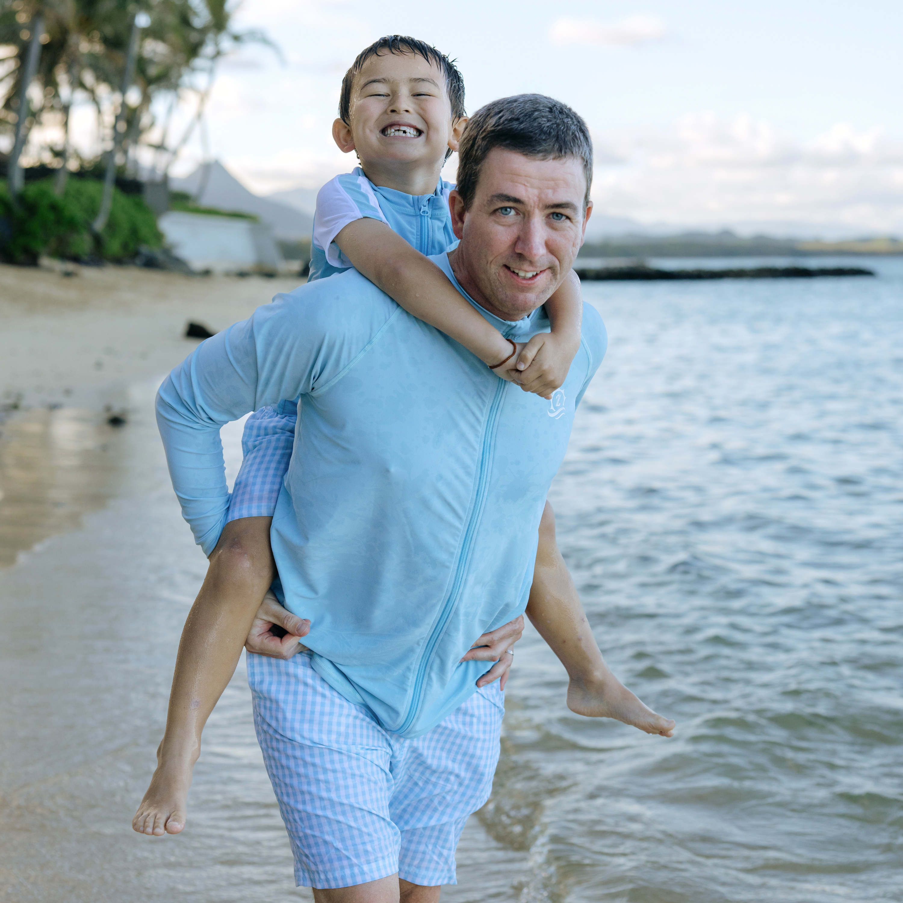 Men's Long Sleeve Rash Guard | "Dream Blue”-SwimZip UPF 50+ Sun Protective Swimwear & UV Zipper Rash Guards-pos2