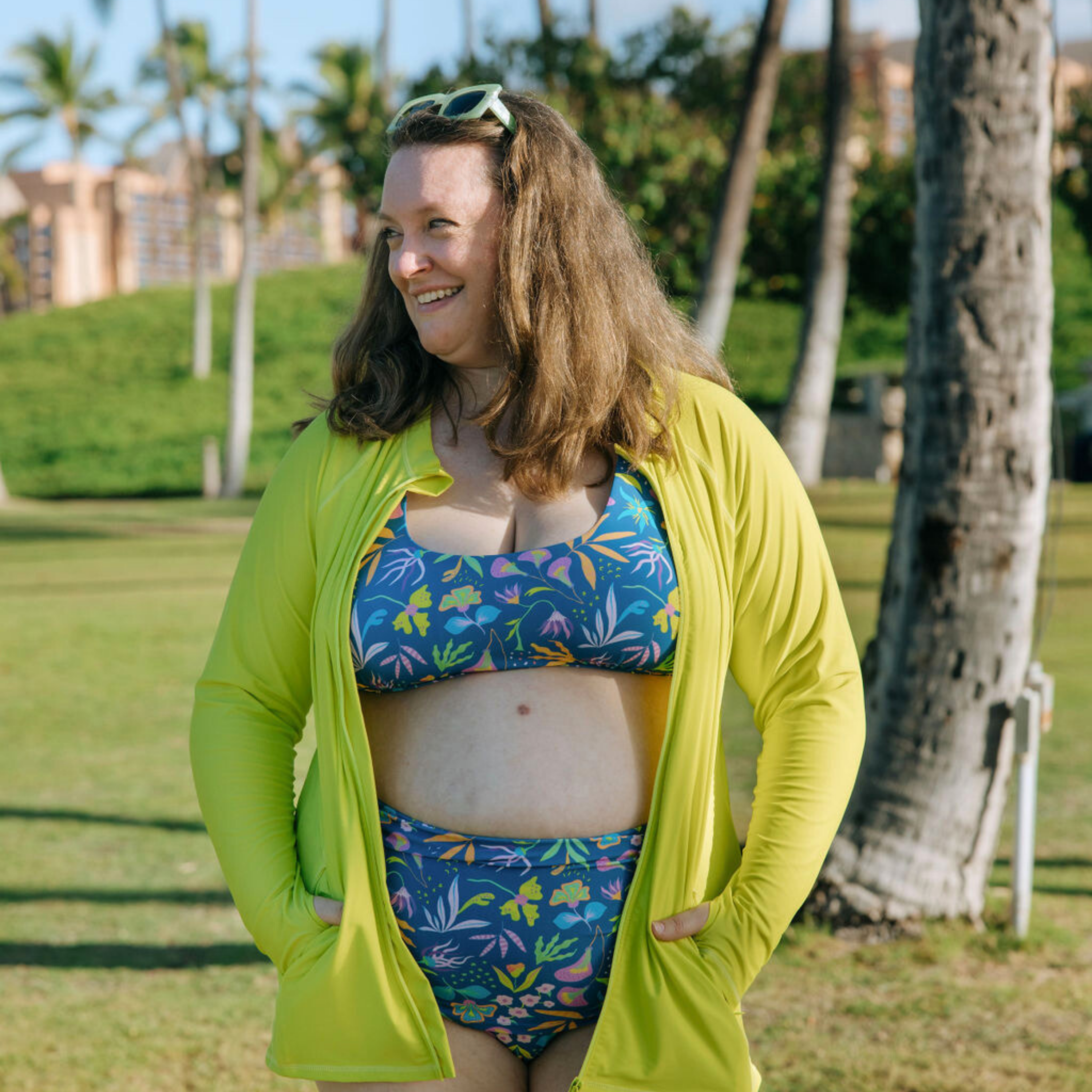 Women's Scoop Neck Bikini Top Plus Size | "Tropadelic"-SwimZip UPF 50+ Sun Protective Swimwear & UV Zipper Rash Guards-pos3