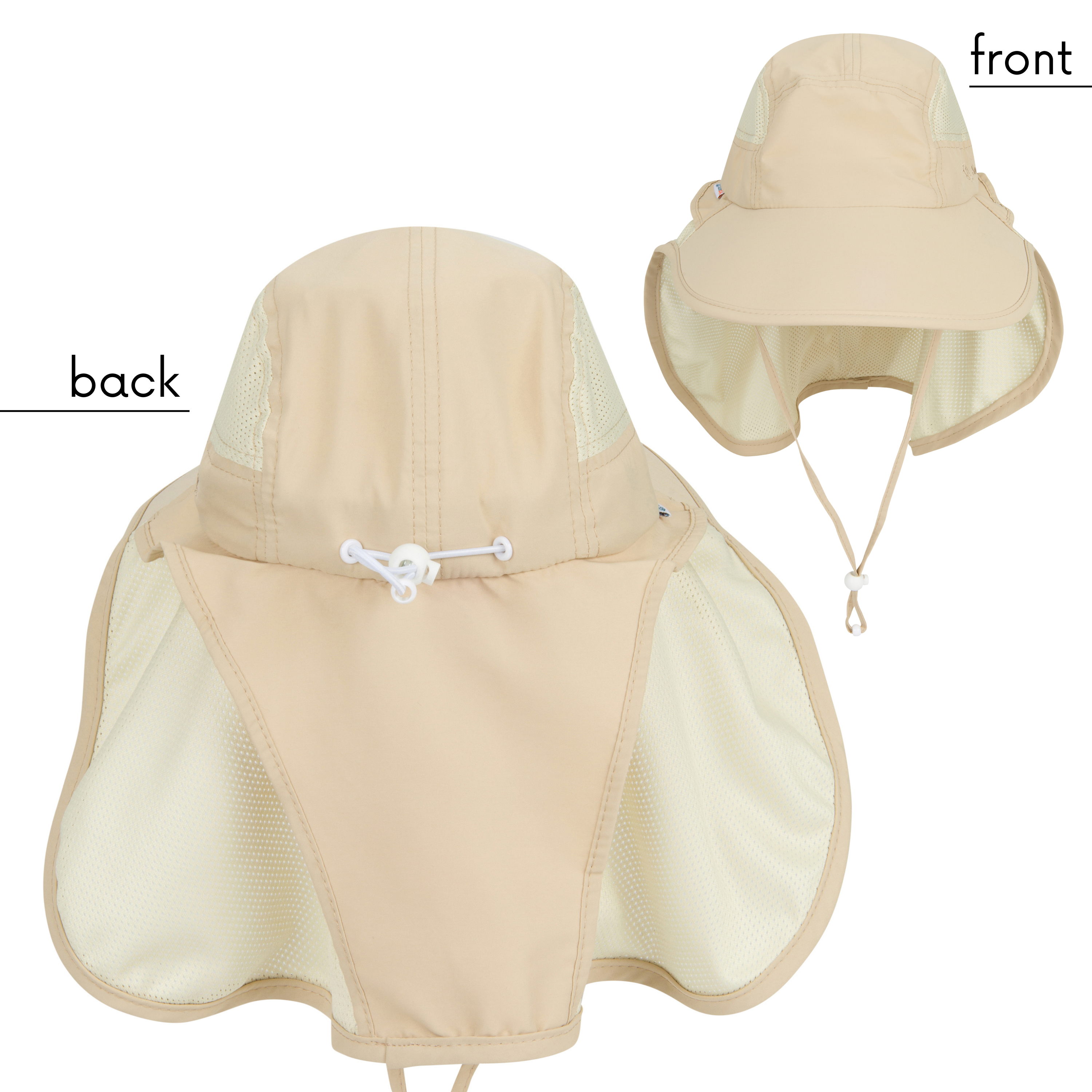 Adult Wide Brim + Flap Neck Sun Protective Adventure Hat | Beige-SwimZip UPF 50+ Sun Protective Swimwear & UV Zipper Rash Guards-pos10