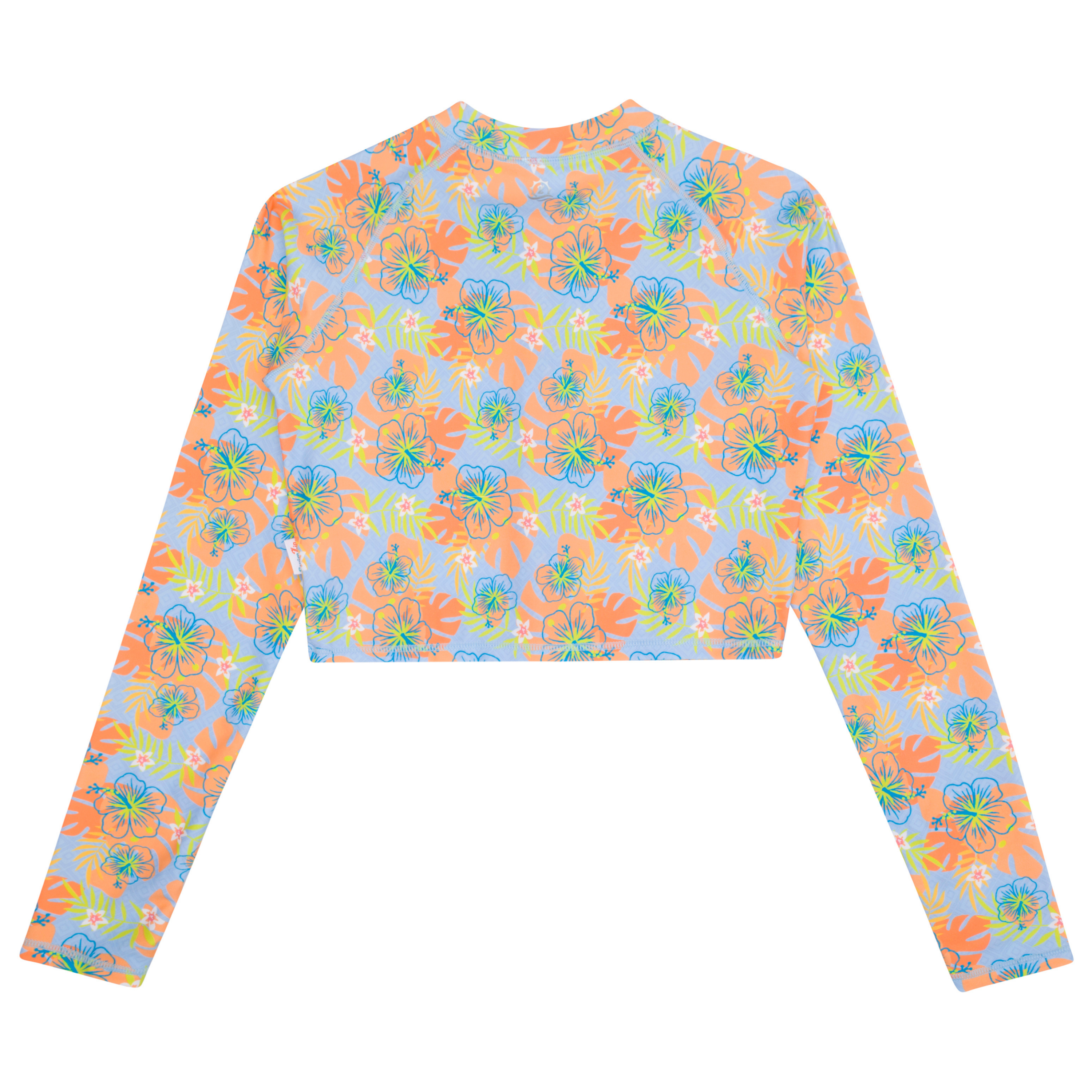 Women's Long Sleeve Crop Rash Guard | “Groovy”-SwimZip UPF 50+ Sun Protective Swimwear & UV Zipper Rash Guards-pos9