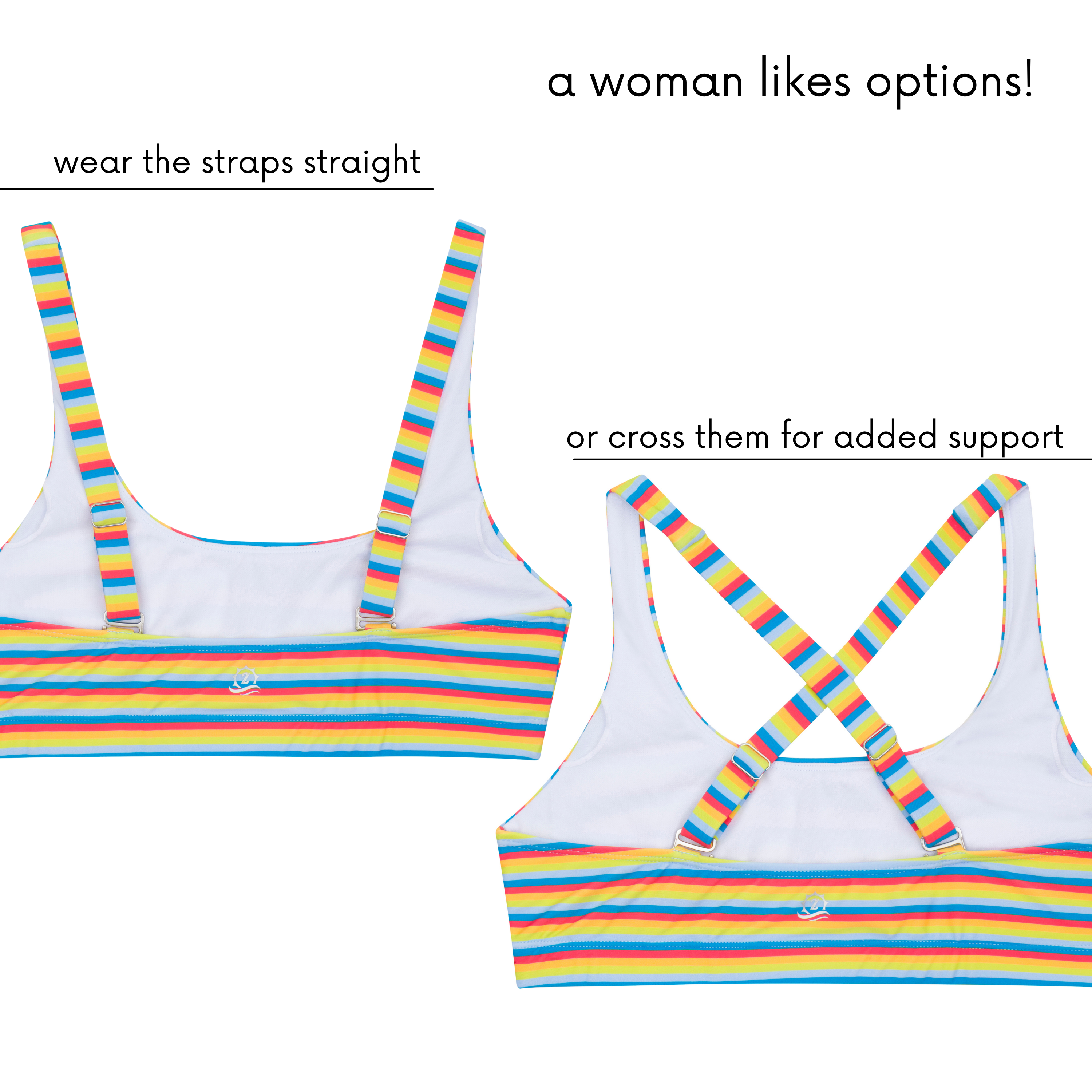 Women's Scoop Neck Bikini Top | "Sunny Stripe"-SwimZip UPF 50+ Sun Protective Swimwear & UV Zipper Rash Guards-pos9