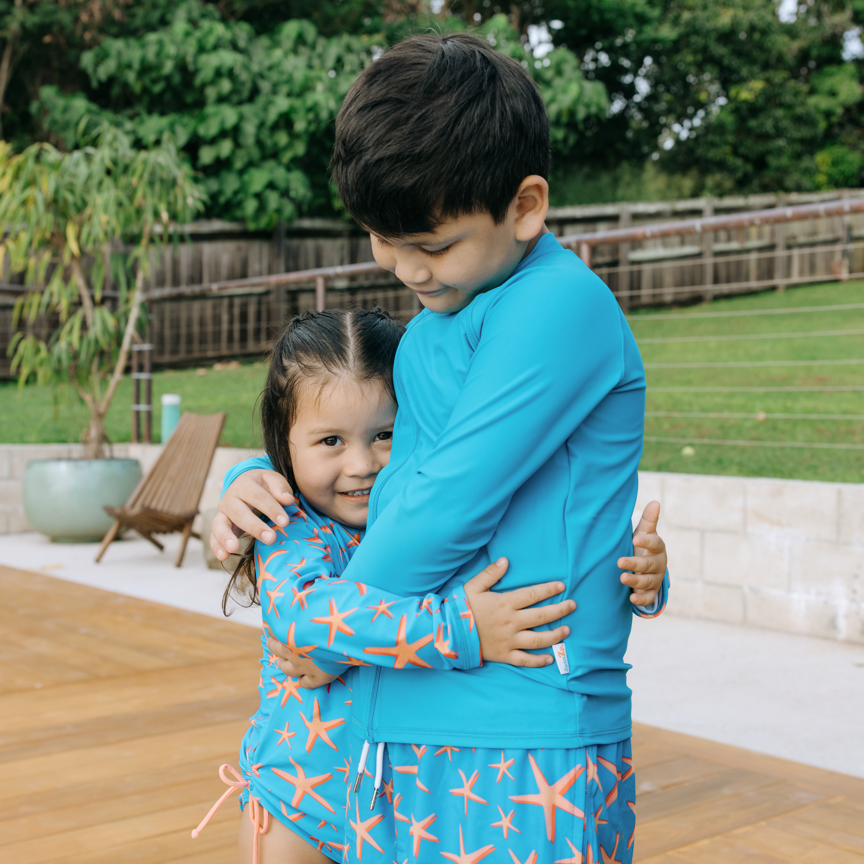 Kids UPF 50+ Long Sleeve Zipper Rash Guard Swim Shirt | "Blue Danube"-SwimZip UPF 50+ Sun Protective Swimwear & UV Zipper Rash Guards-pos10