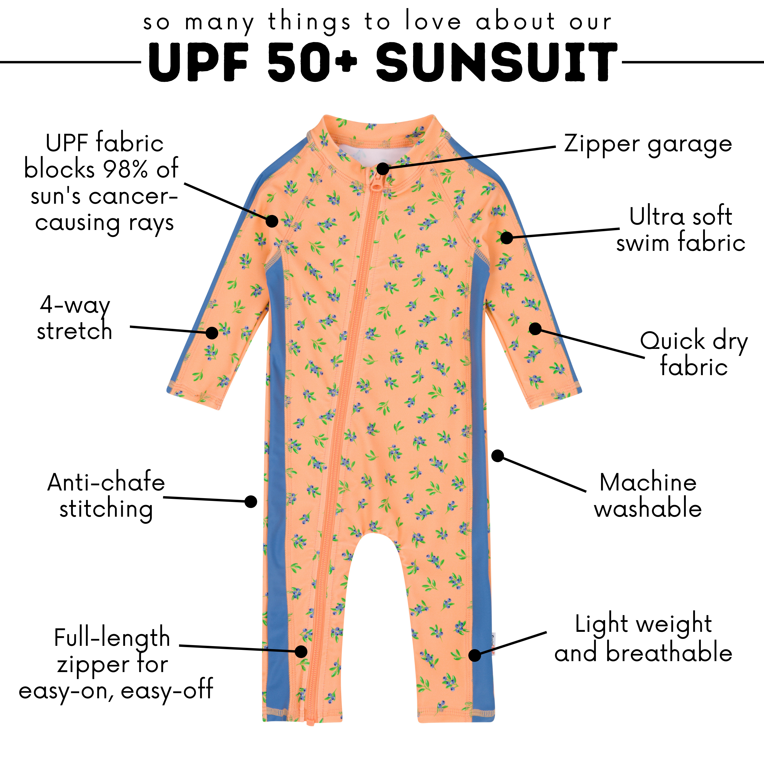 Sunsuit - Long Sleeve Romper Swimsuit | "Berry Bliss"-SwimZip UPF 50+ Sun Protective Swimwear & UV Zipper Rash Guards-pos4