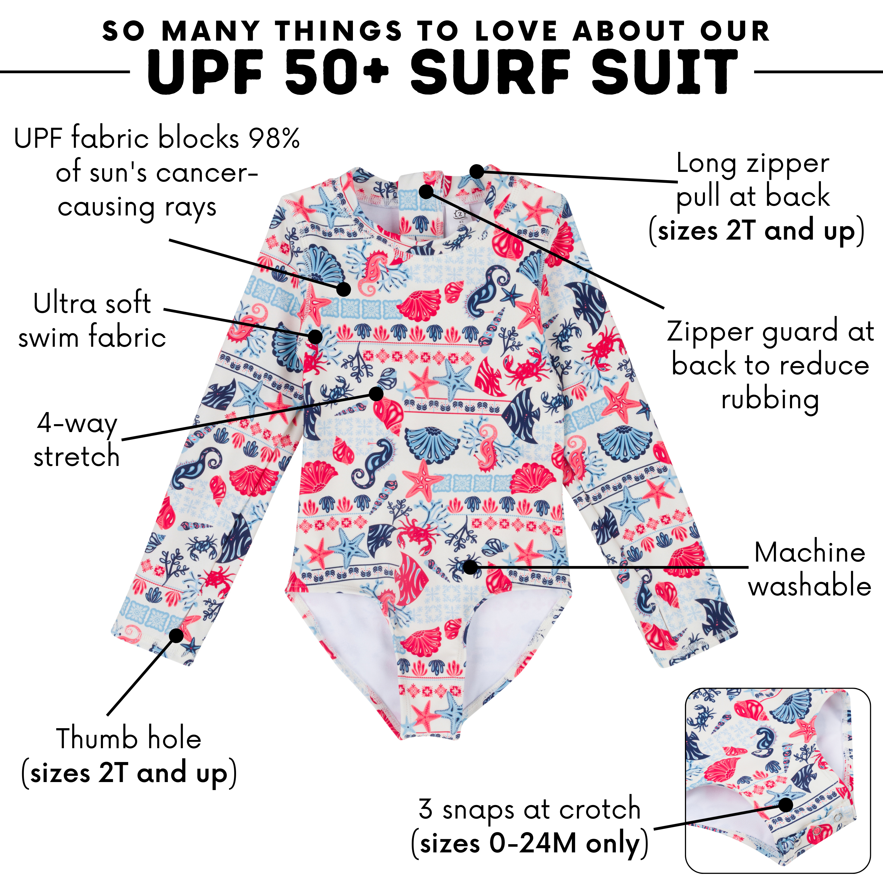 Girls Long Sleeve Surf Suit (One Piece Bodysuit) | "Marina"-SwimZip UPF 50+ Sun Protective Swimwear & UV Zipper Rash Guards-pos4