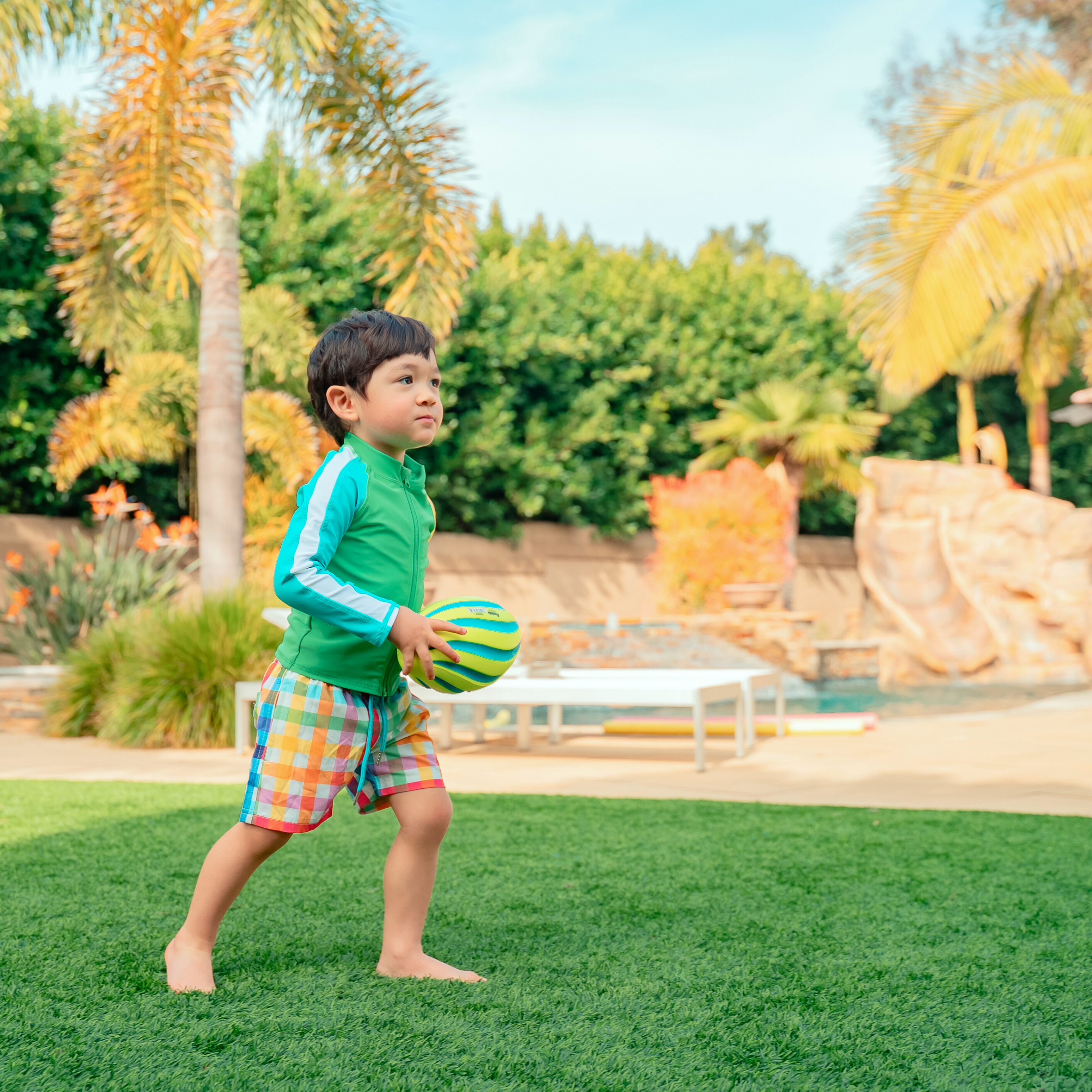 Boys Long Sleeve Zipper Rash Guard and Swim Trunk Set | "Picnic Party"-SwimZip UPF 50+ Sun Protective Swimwear & UV Zipper Rash Guards-pos3