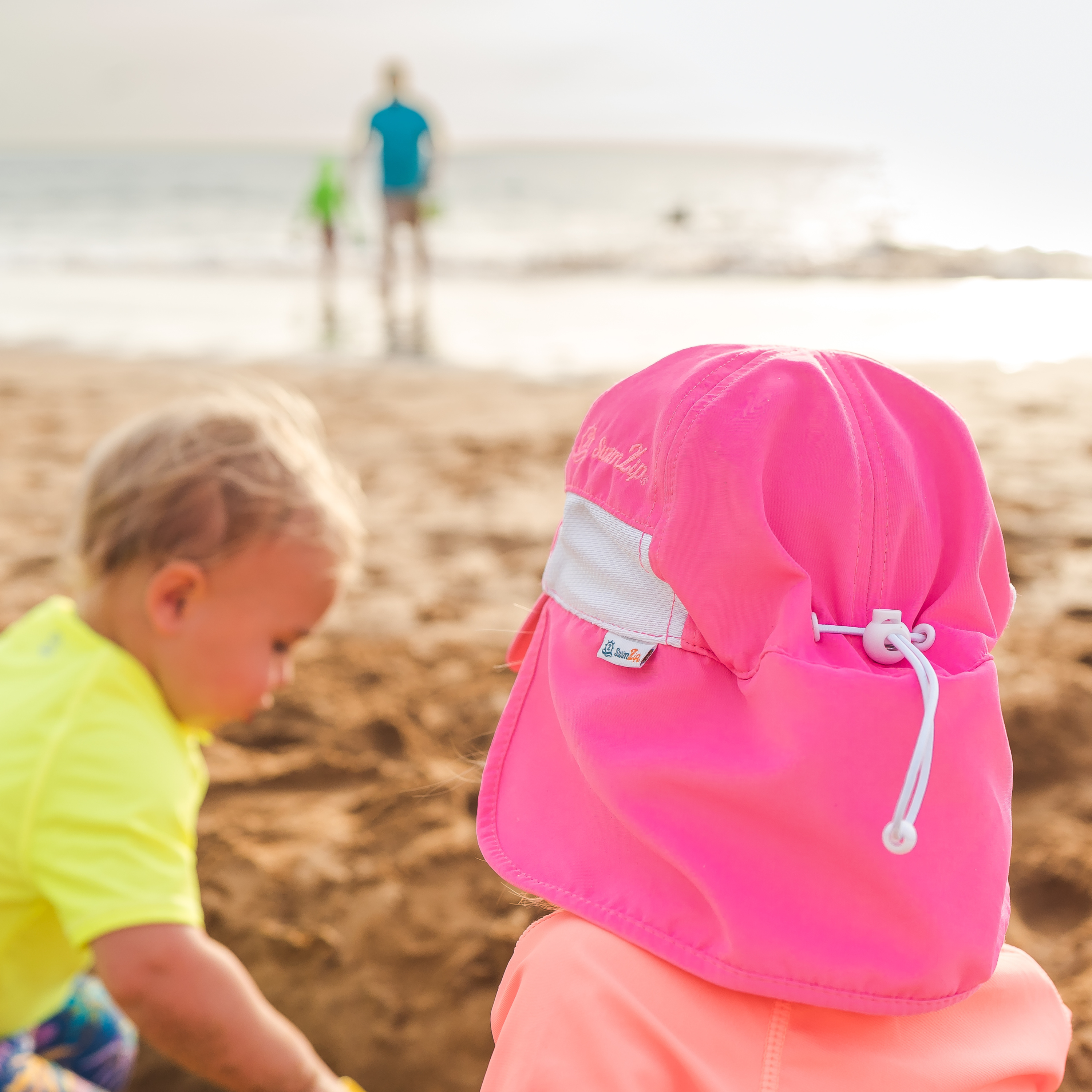 Kids Flap Hat | Neon Shocking Pink-SwimZip UPF 50+ Sun Protective Swimwear & UV Zipper Rash Guards-pos8