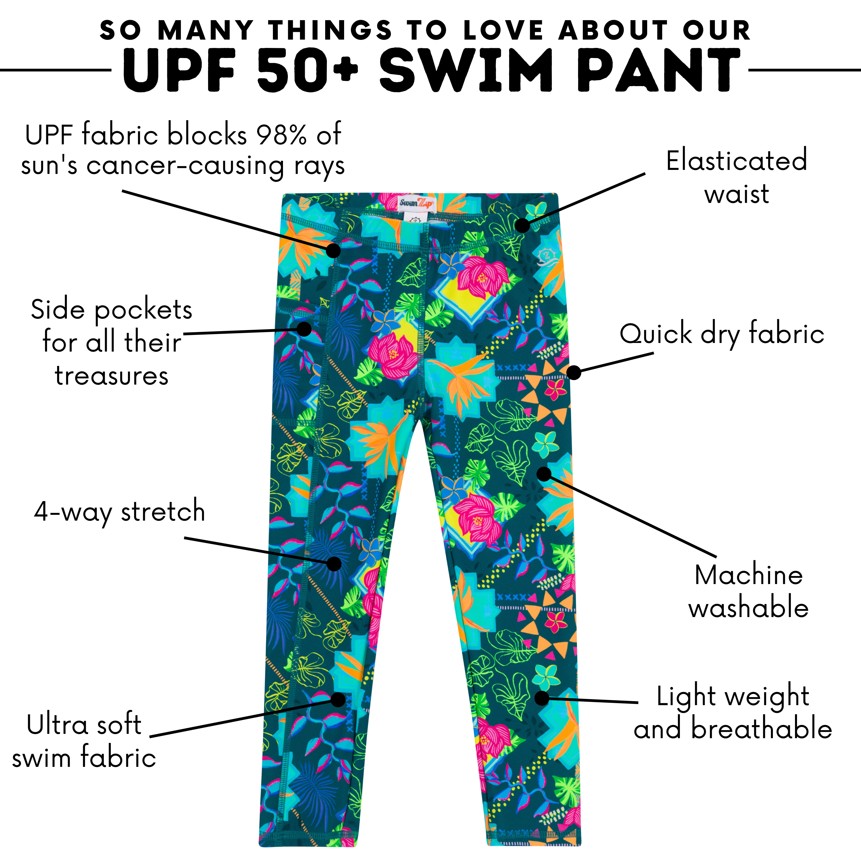Kids Swim Pants | "Summer Max"-SwimZip UPF 50+ Sun Protective Swimwear & UV Zipper Rash Guards-pos4