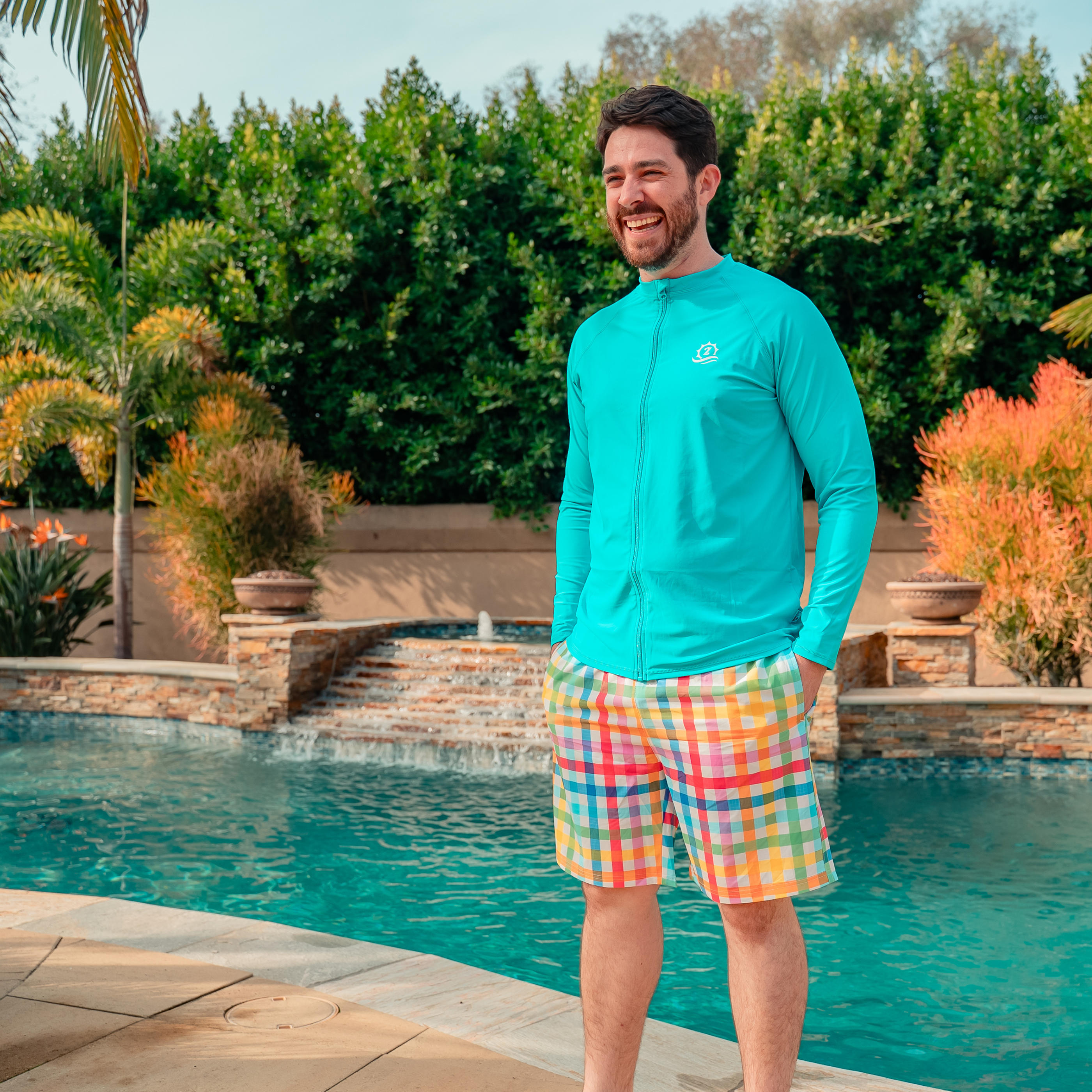 Men's 8" Swim Trunks Boxer Brief Liner | "Picnic Party"-SwimZip UPF 50+ Sun Protective Swimwear & UV Zipper Rash Guards-pos3