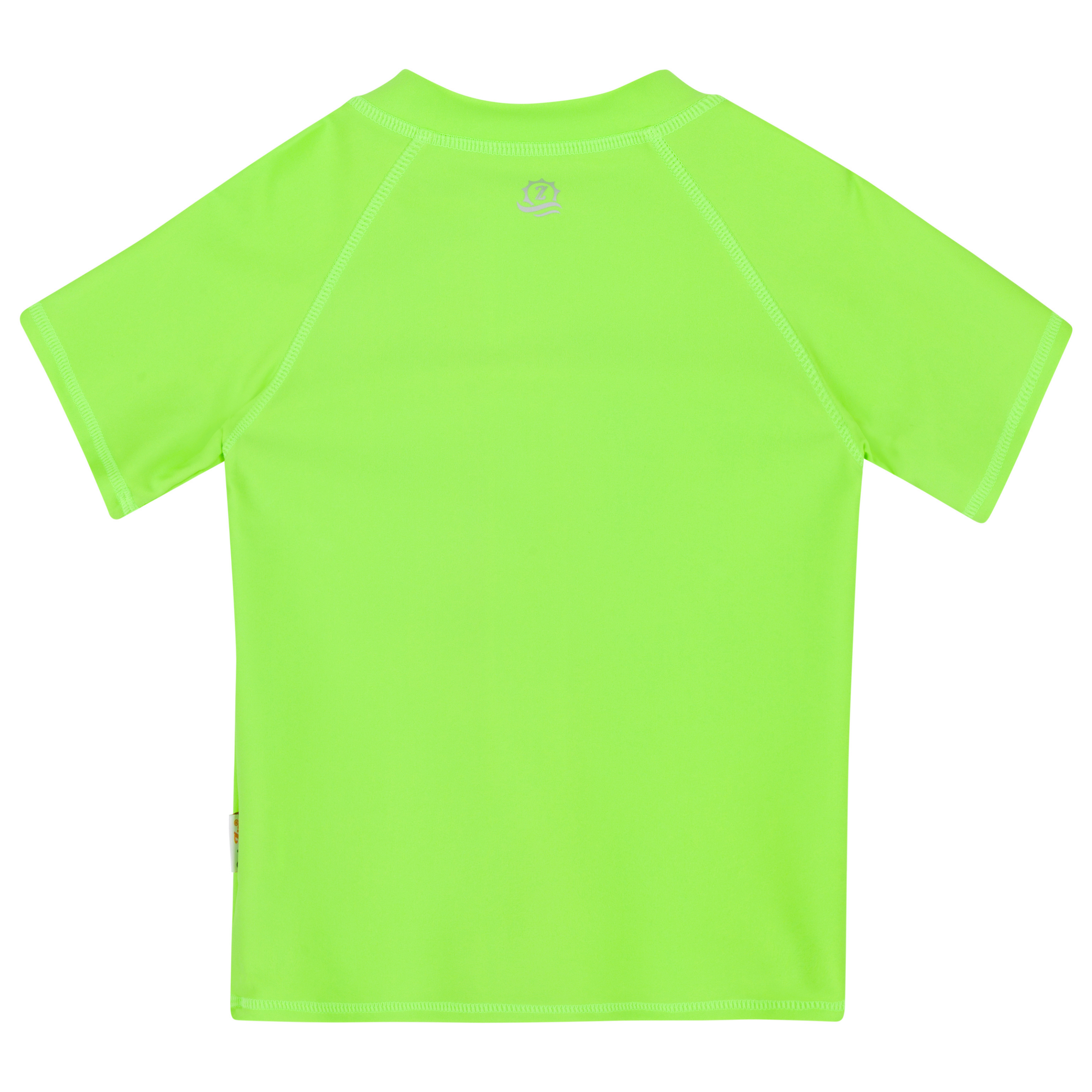 Kids Short Sleeve Zipper Rash Guard Swim Shirt | “Electric Green"-SwimZip UPF 50+ Sun Protective Swimwear & UV Zipper Rash Guards-pos13