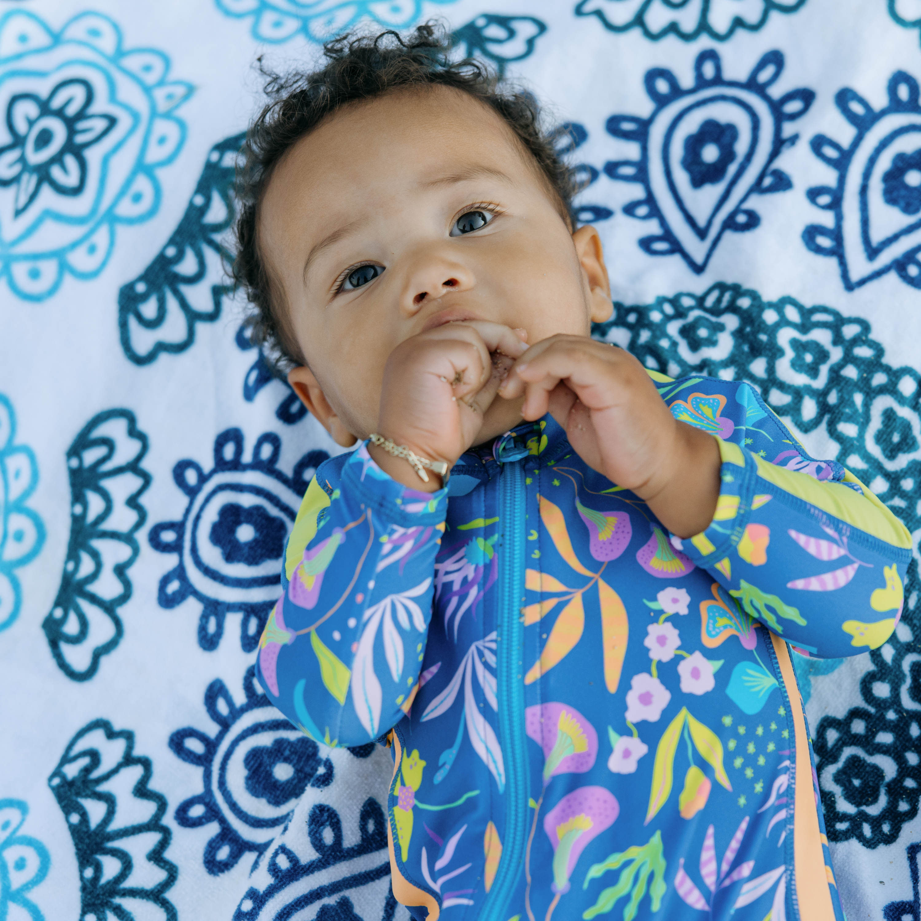 Sunsuit - Long Sleeve Romper Swimsuit | "Tropadelic"-SwimZip UPF 50+ Sun Protective Swimwear & UV Zipper Rash Guards-pos8