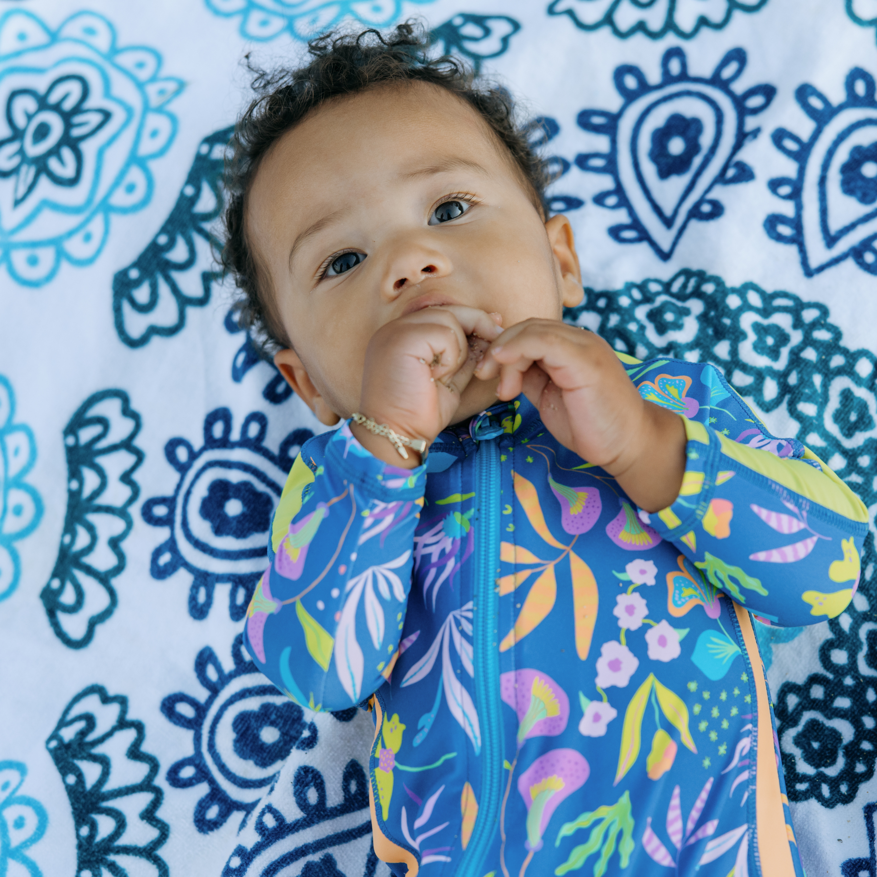 Sunsuit - Long Sleeve Romper Swimsuit | "Tropadelic"-SwimZip UPF 50+ Sun Protective Swimwear & UV Zipper Rash Guards-pos9
