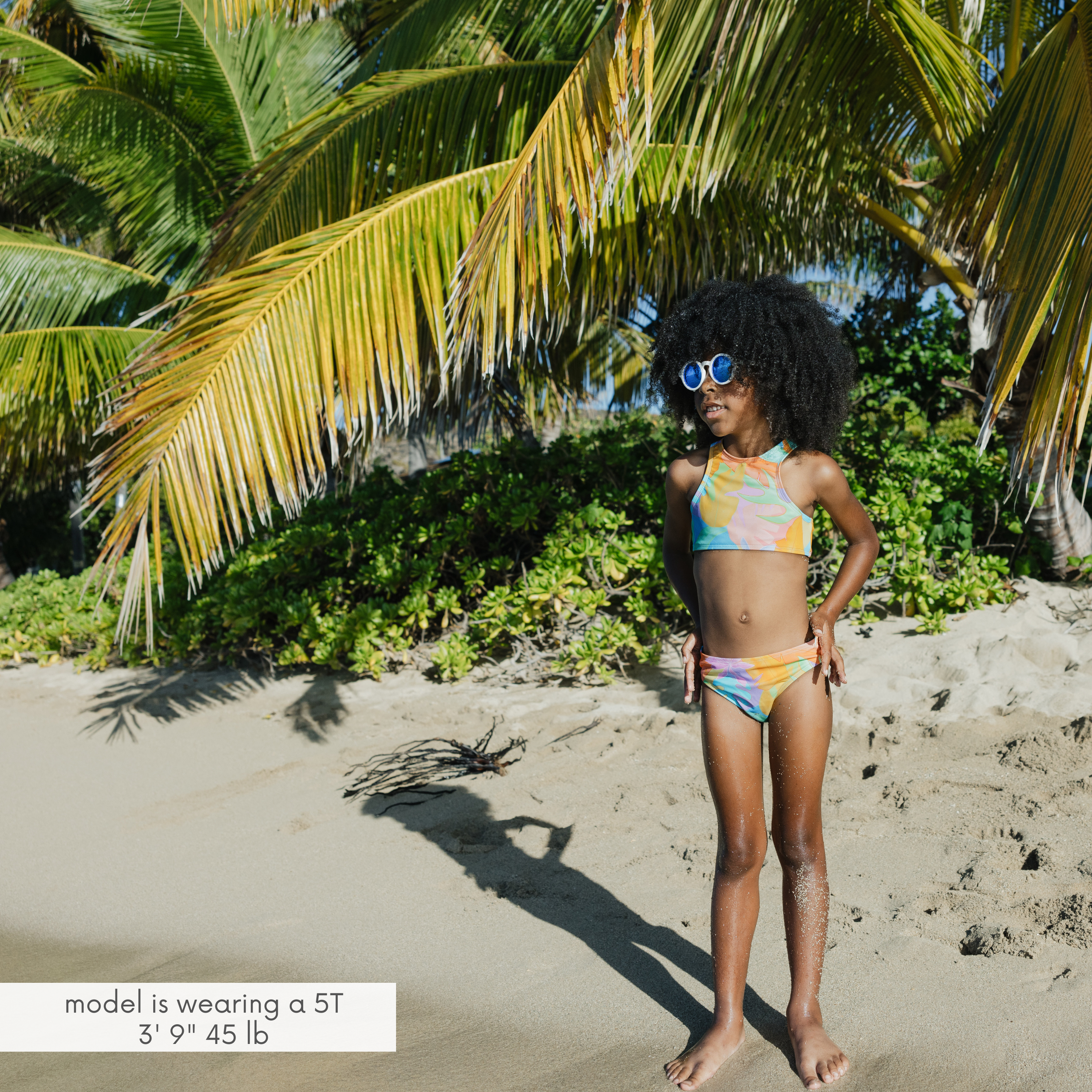 Girls Halter Top Bikini Set (2 Piece) | "Vibrant Vacay"-SwimZip UPF 50+ Sun Protective Swimwear & UV Zipper Rash Guards-pos2