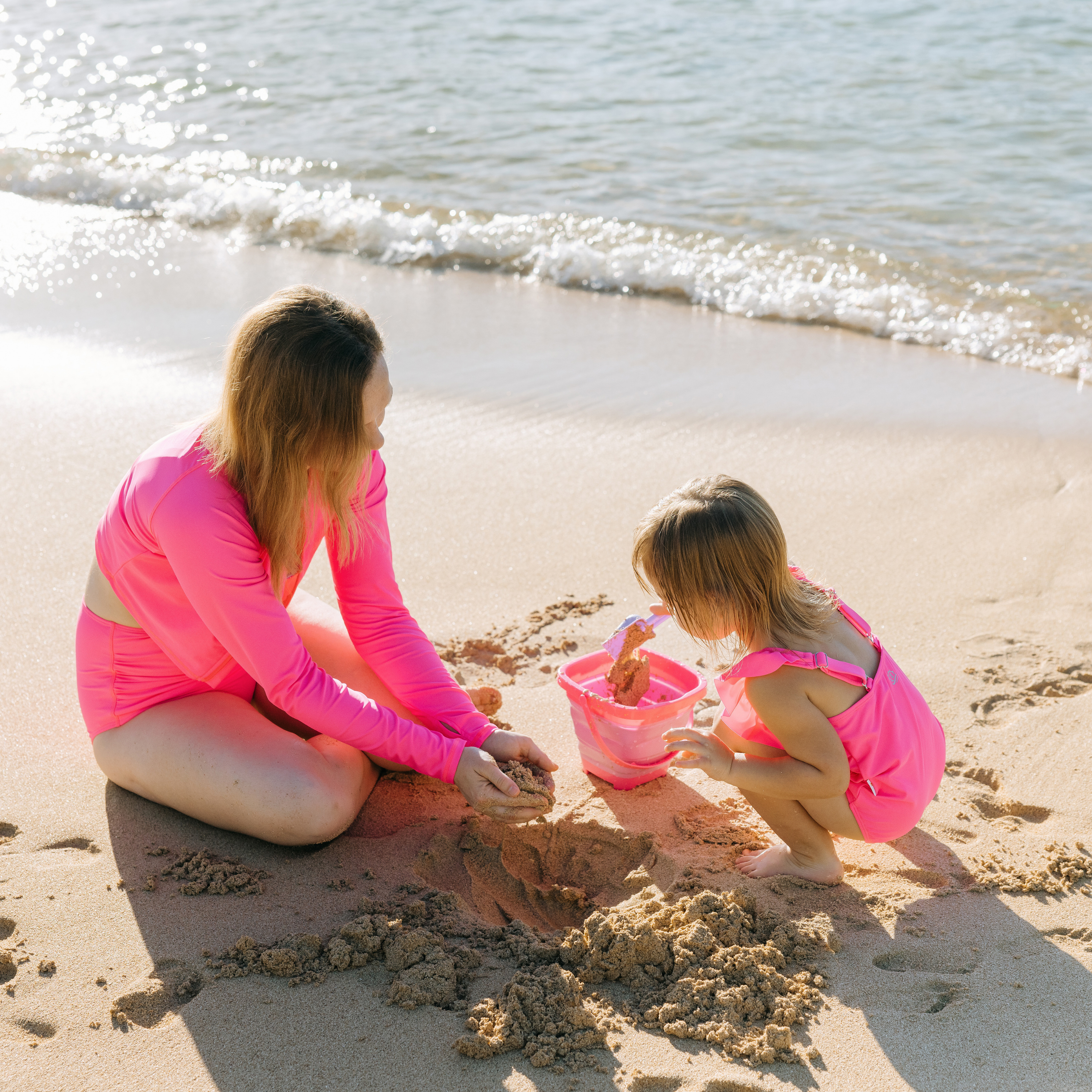Girls Ruffle One-Piece Swimsuit | "Too Sweet" Neon Pink-SwimZip UPF 50+ Sun Protective Swimwear & UV Zipper Rash Guards-pos11