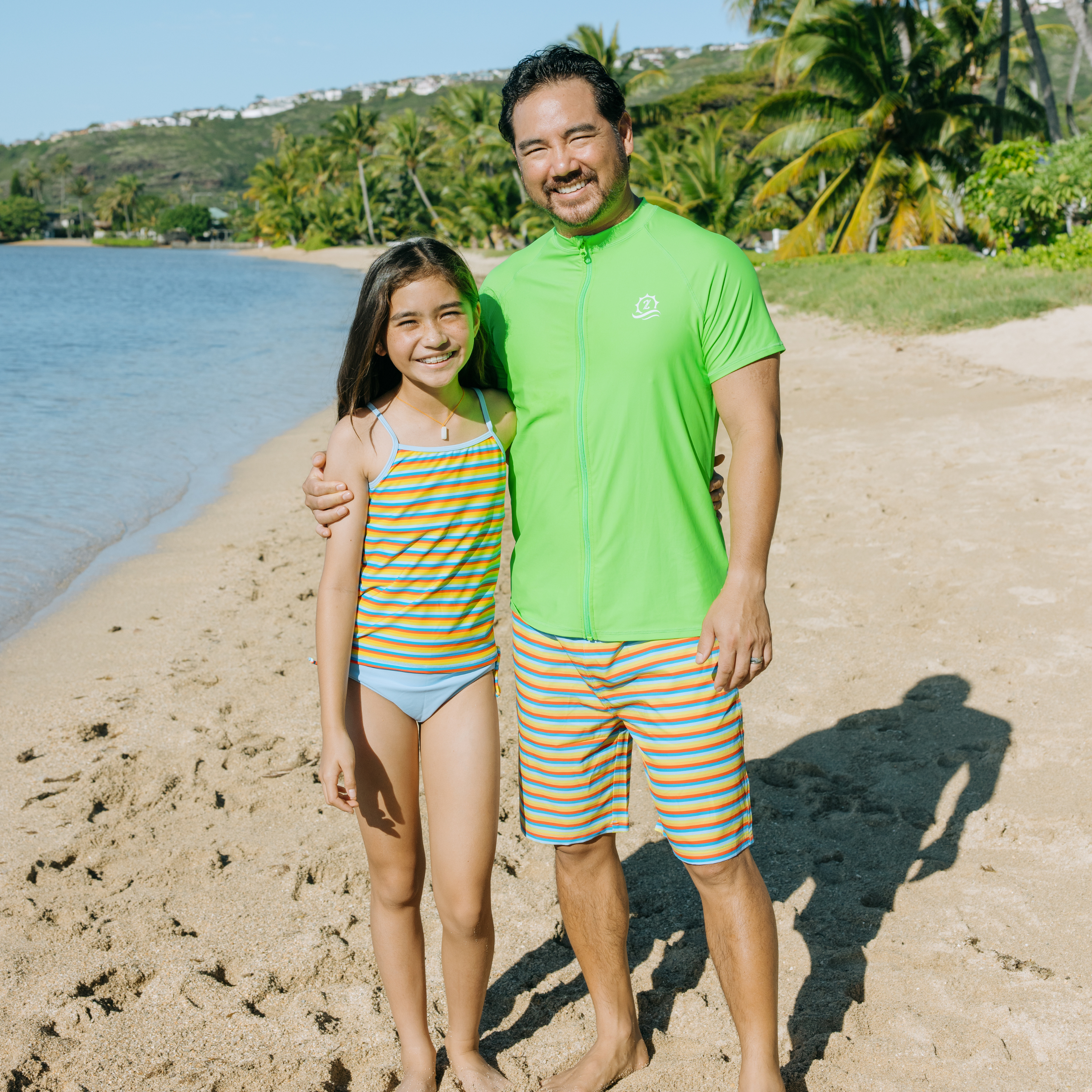 Girls Long Sleeve Rash Guard + Tankini Bikini Set (3 Piece) | "Sunny Stripe"-SwimZip UPF 50+ Sun Protective Swimwear & UV Zipper Rash Guards-pos10