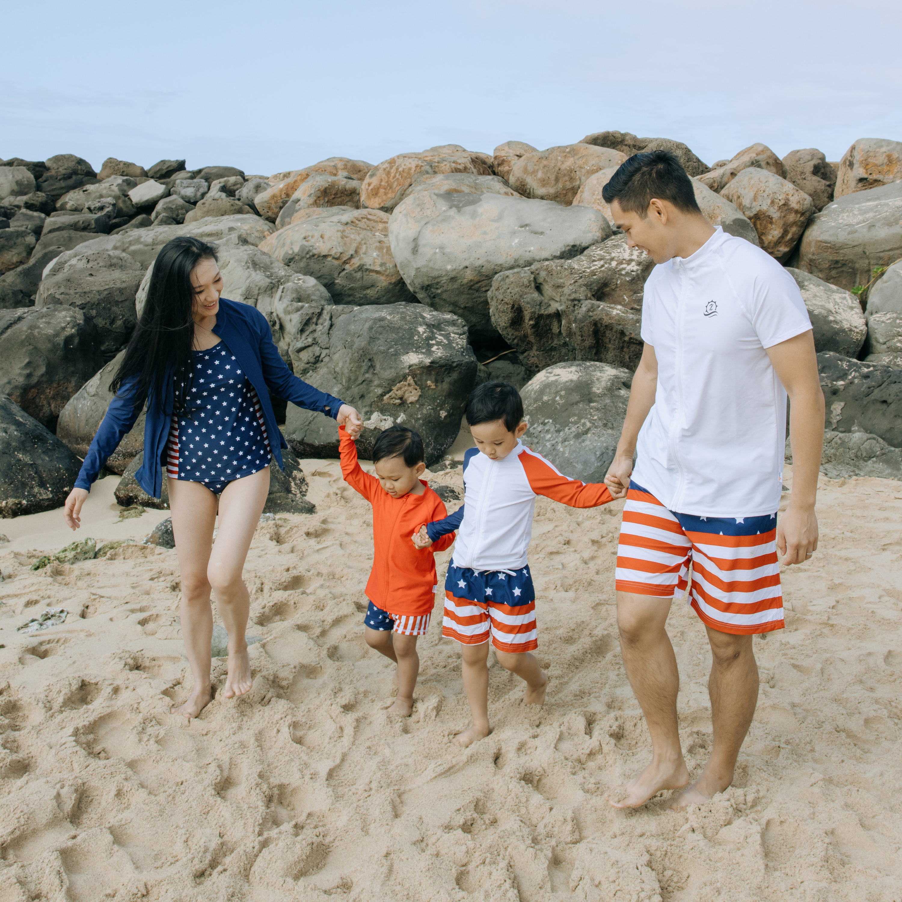 Kids Euro Swim Shorties | "Americana"-SwimZip UPF 50+ Sun Protective Swimwear & UV Zipper Rash Guards-pos5
