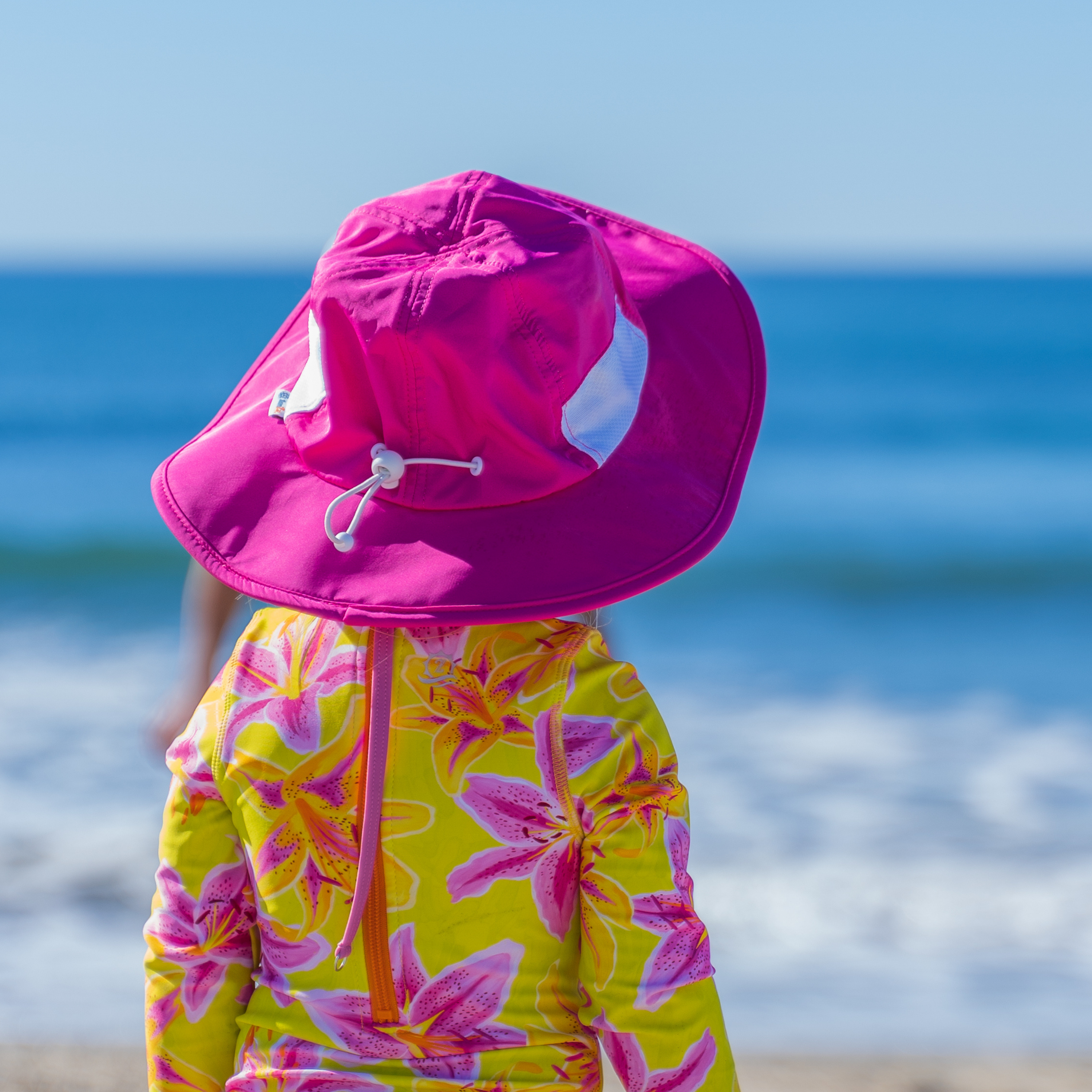 Kids Wide Brim Sun Hat "Fun Sun Day Play Hat" - Manic Magenta-SwimZip UPF 50+ Sun Protective Swimwear & UV Zipper Rash Guards-pos6