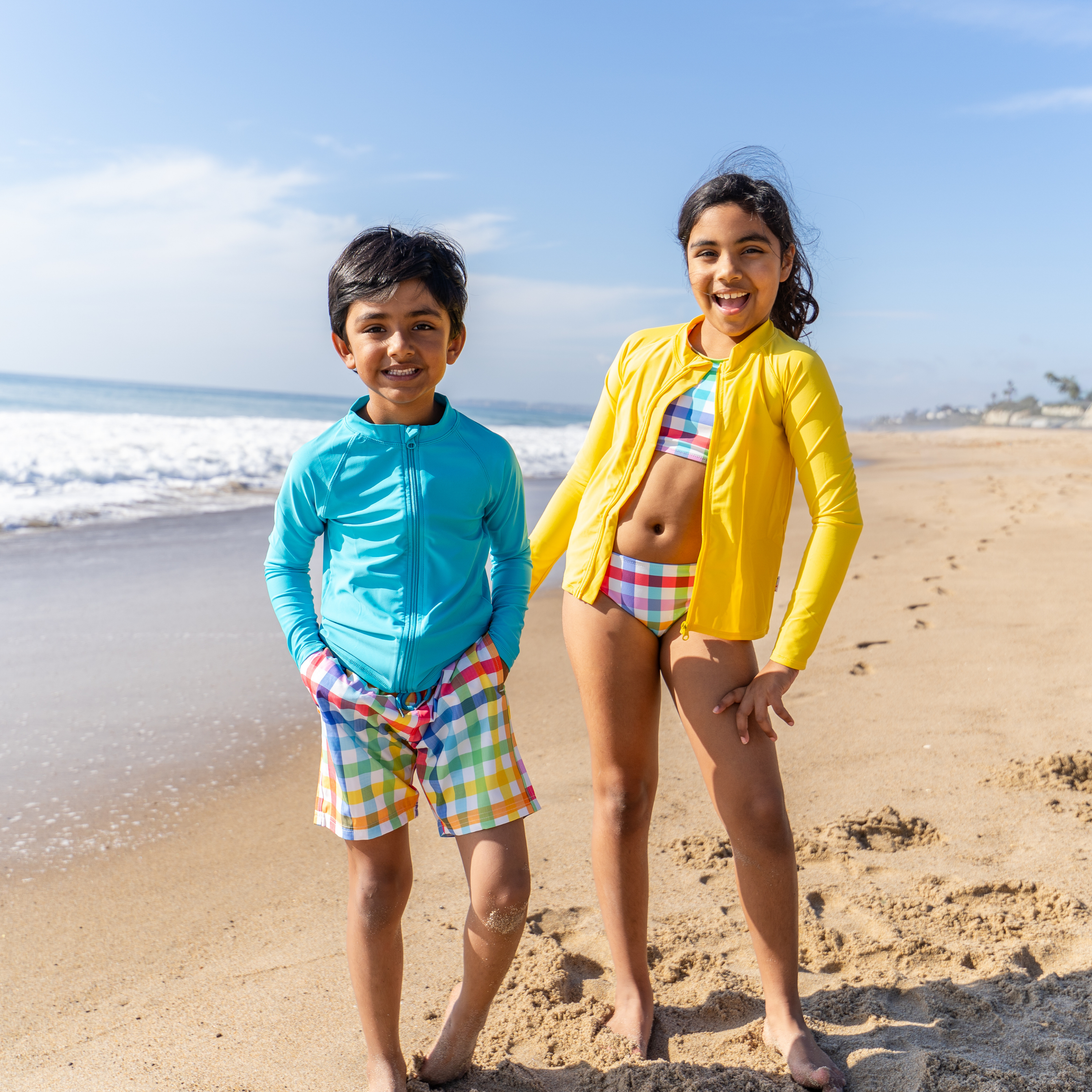 Kids UPF 50+ Long Sleeve Zipper Rash Guard Swim Shirt | "Scuba Blue"-SwimZip UPF 50+ Sun Protective Swimwear & UV Zipper Rash Guards-pos11