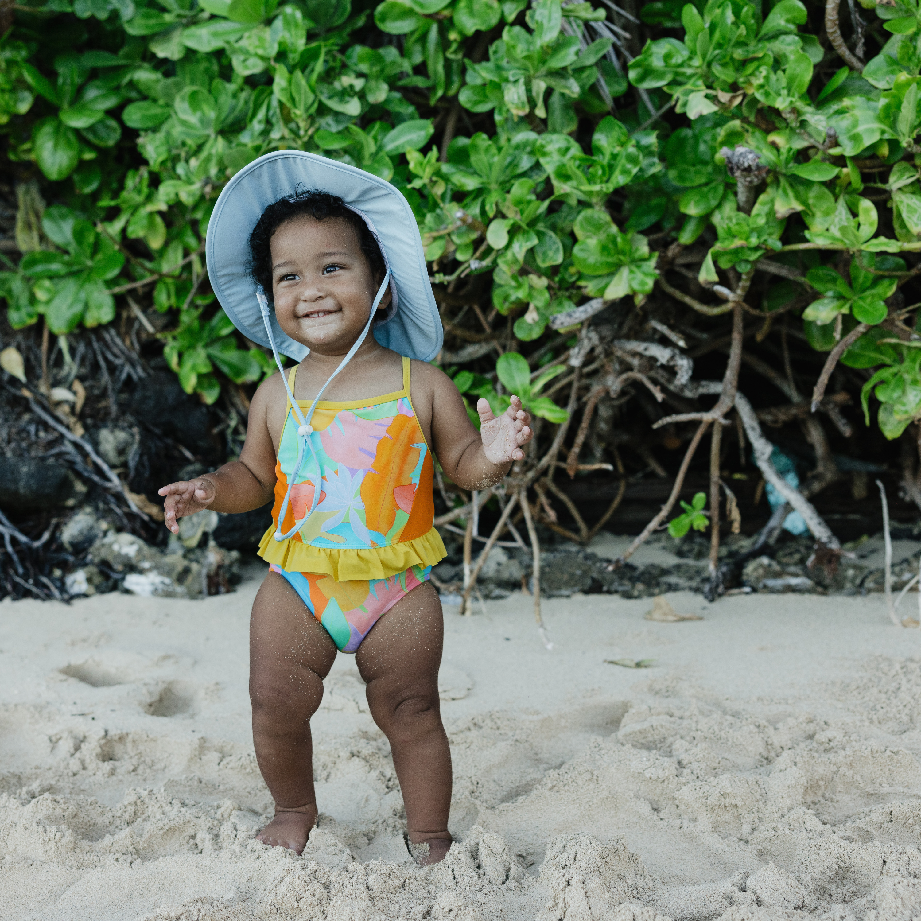 Kids Wide Brim Sun Hat "Fun Sun Day Play Hat" - Dream Blue-SwimZip UPF 50+ Sun Protective Swimwear & UV Zipper Rash Guards-pos2