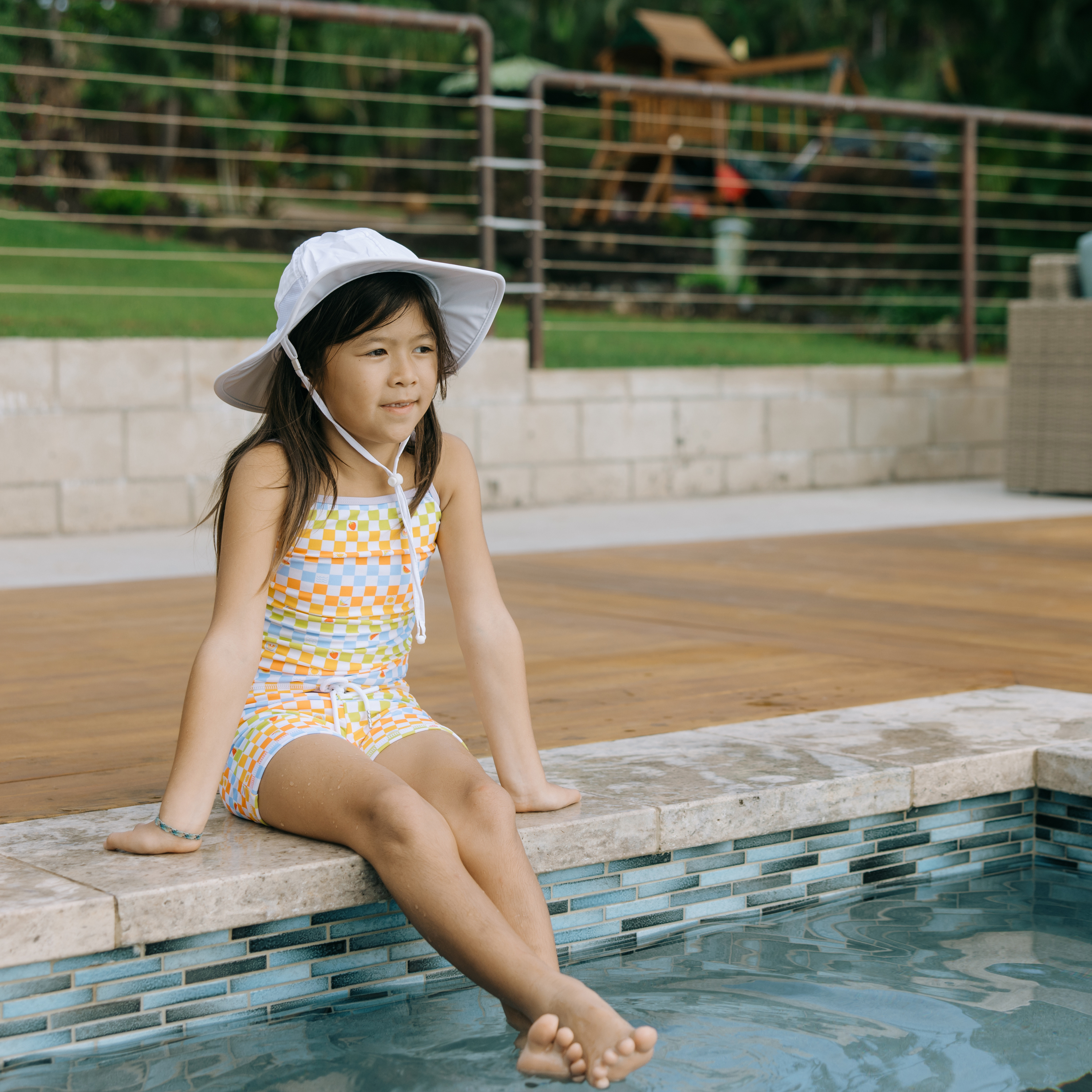 Girls Long Sleeve Rash Guard + Tankini Shorts Set (3 Piece) | "Gamified"-SwimZip UPF 50+ Sun Protective Swimwear & UV Zipper Rash Guards-pos9