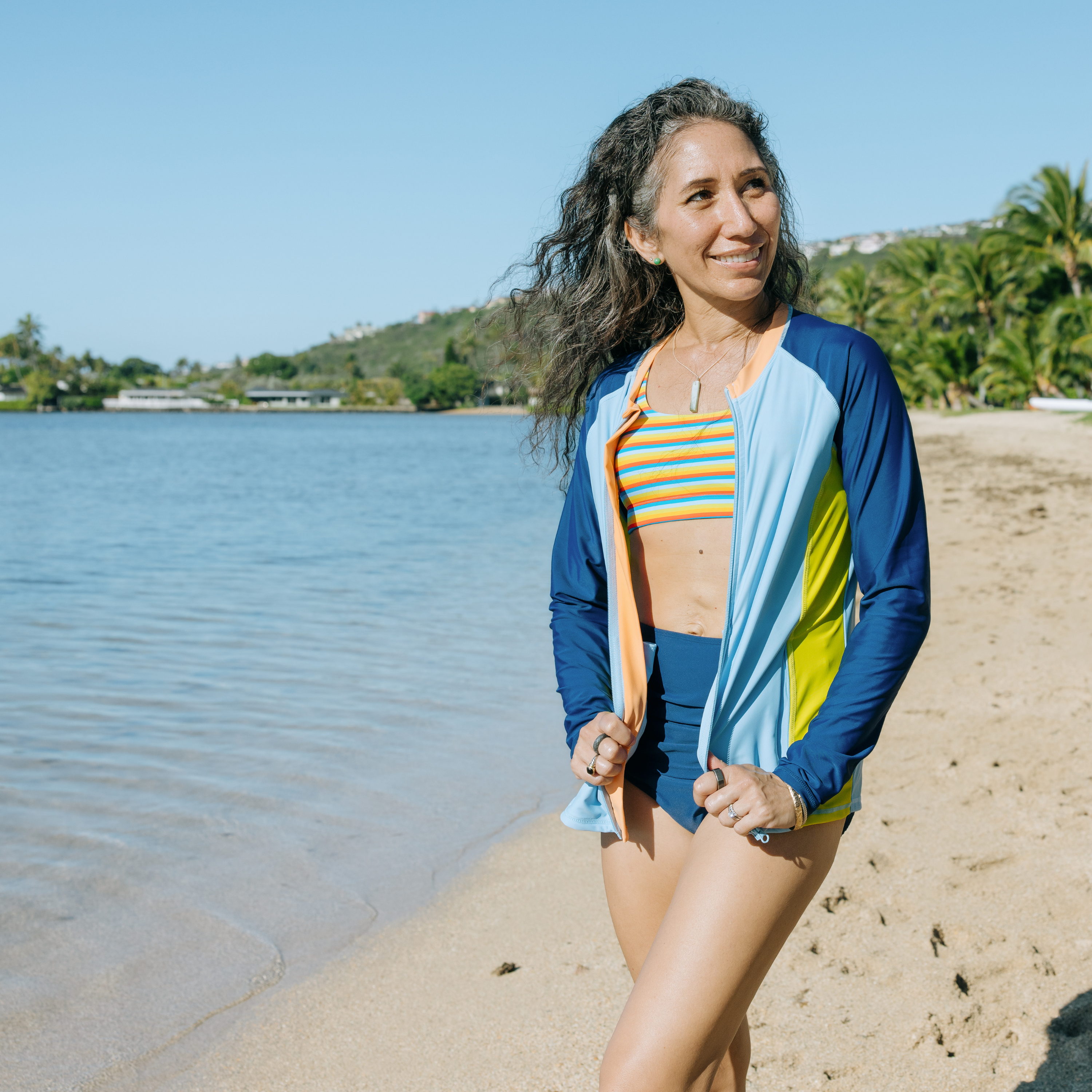 Women's Scoop Neck Bikini Top | "Sunny Stripe"-SwimZip UPF 50+ Sun Protective Swimwear & UV Zipper Rash Guards-pos10