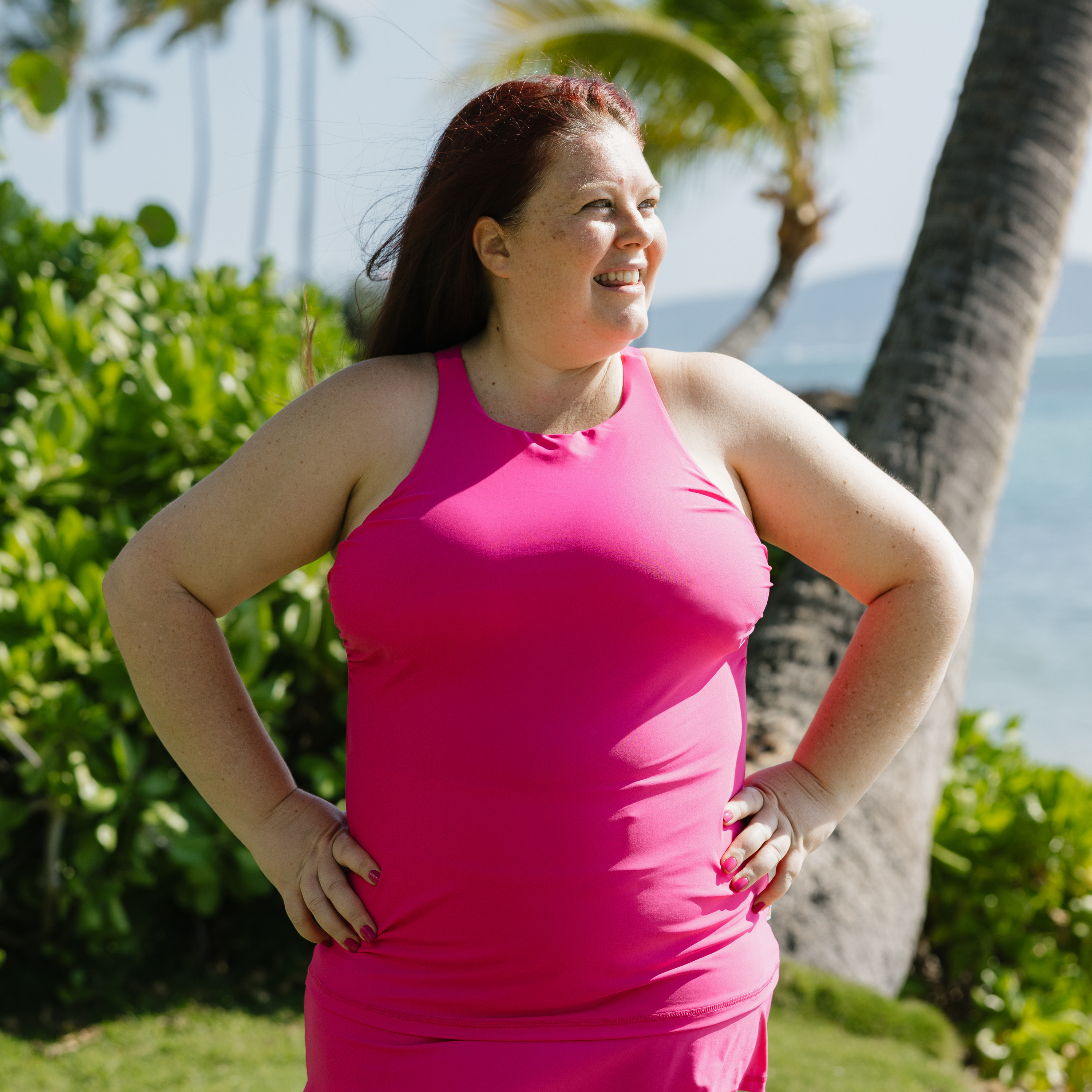 Women's A-Line Tummy Control Swim Skirt | "Manic Magenta"-SwimZip UPF 50+ Sun Protective Swimwear & UV Zipper Rash Guards-pos10
