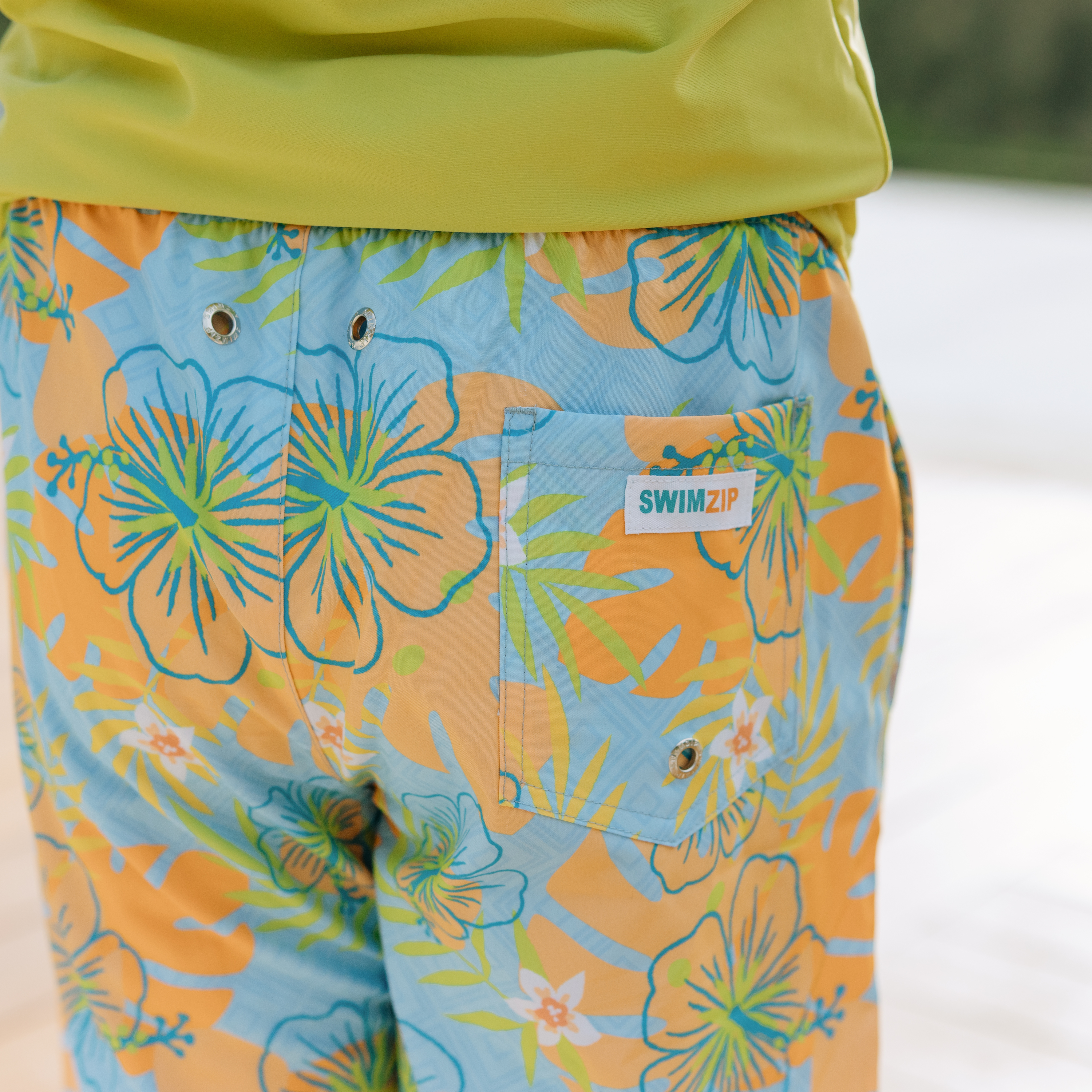 Boys Swim Trunks Boxer Brief Liner (sizes 6-14) | “Groovy"-SwimZip UPF 50+ Sun Protective Swimwear & UV Zipper Rash Guards-pos10