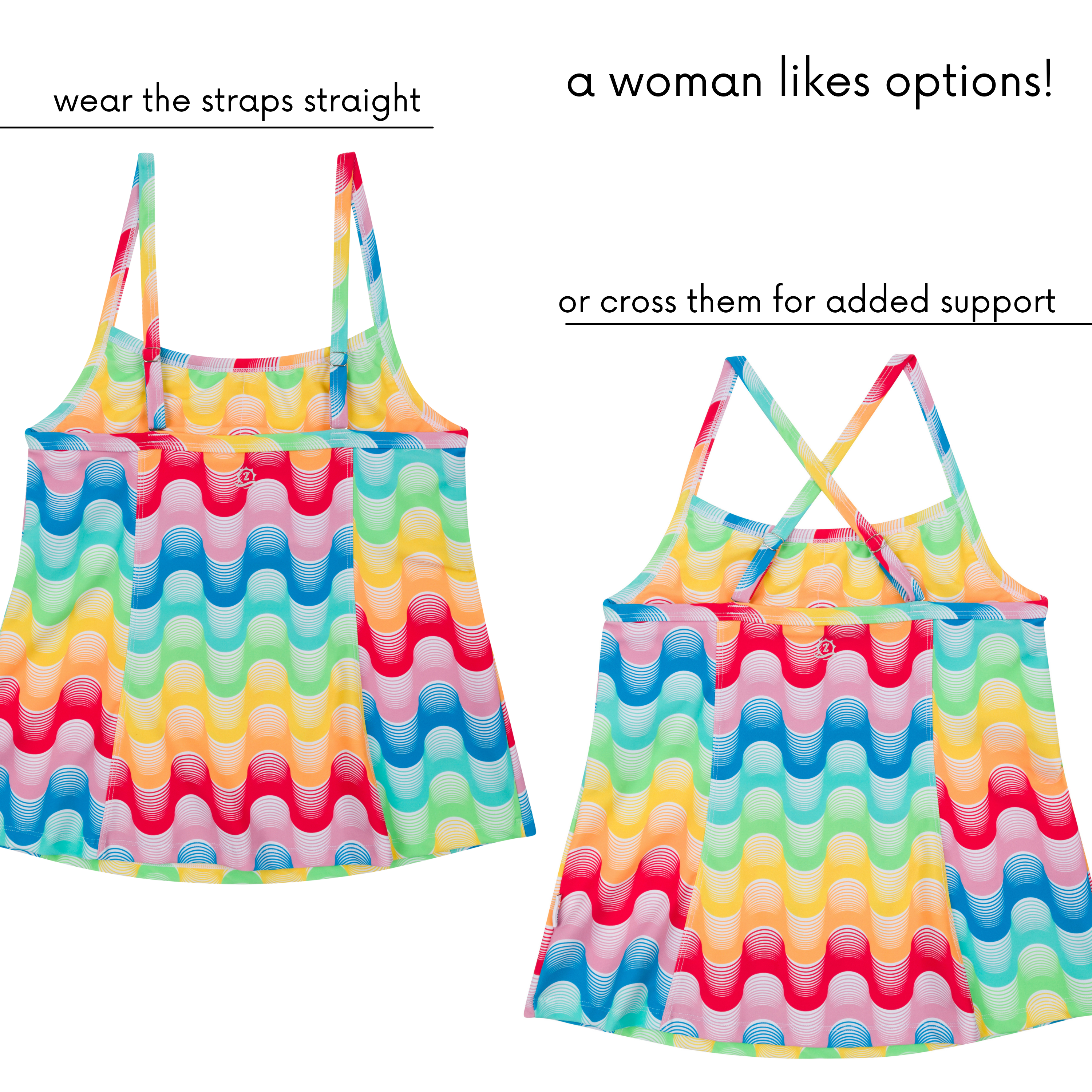 Women’s Strappy A-Line Tankini Top | “Surf's Up"-SwimZip UPF 50+ Sun Protective Swimwear & UV Zipper Rash Guards-pos8