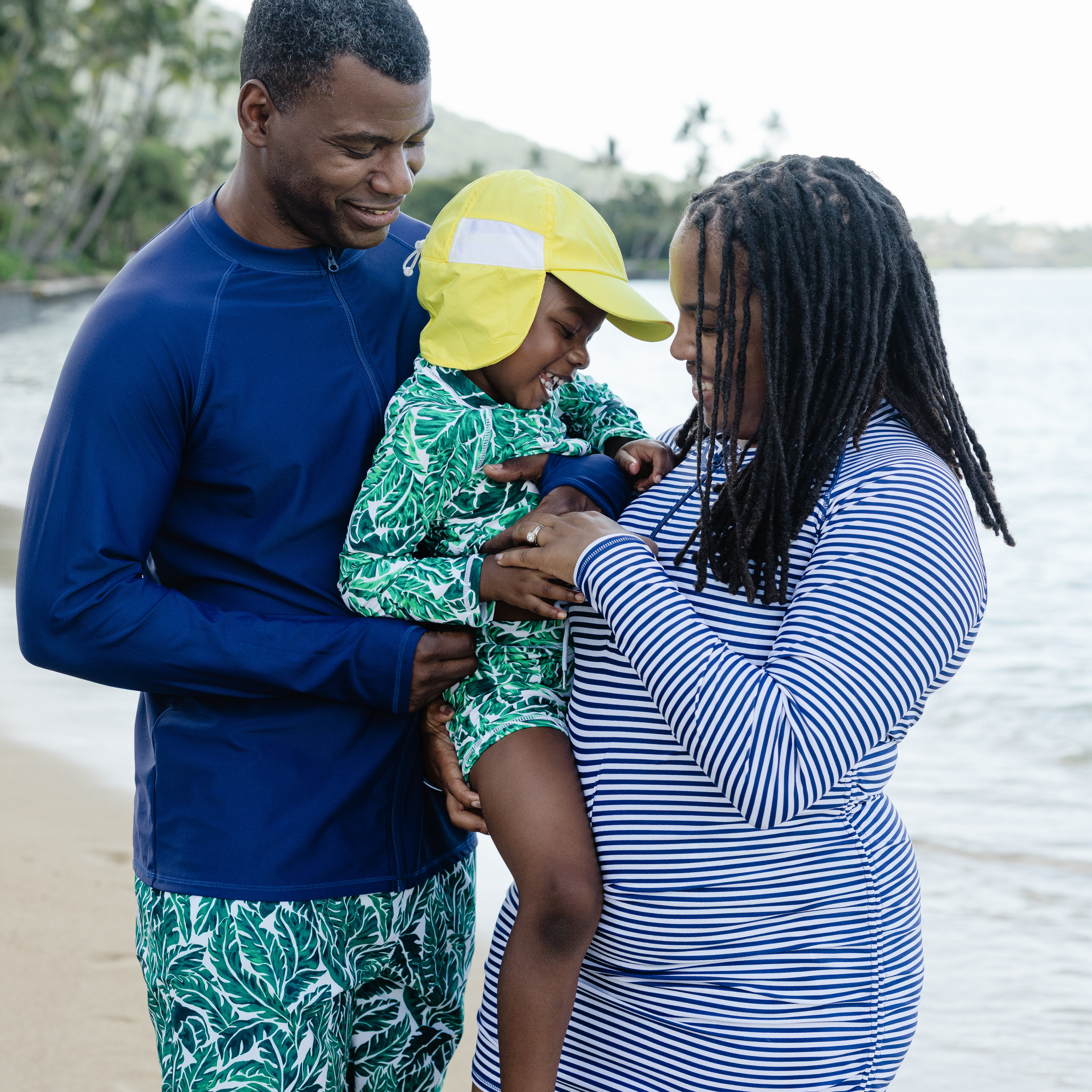 Girls Long Sleeve Rash Guard + Tankini Shorts Set (3 Piece) | "Palm Leaf"-SwimZip UPF 50+ Sun Protective Swimwear & UV Zipper Rash Guards-pos9