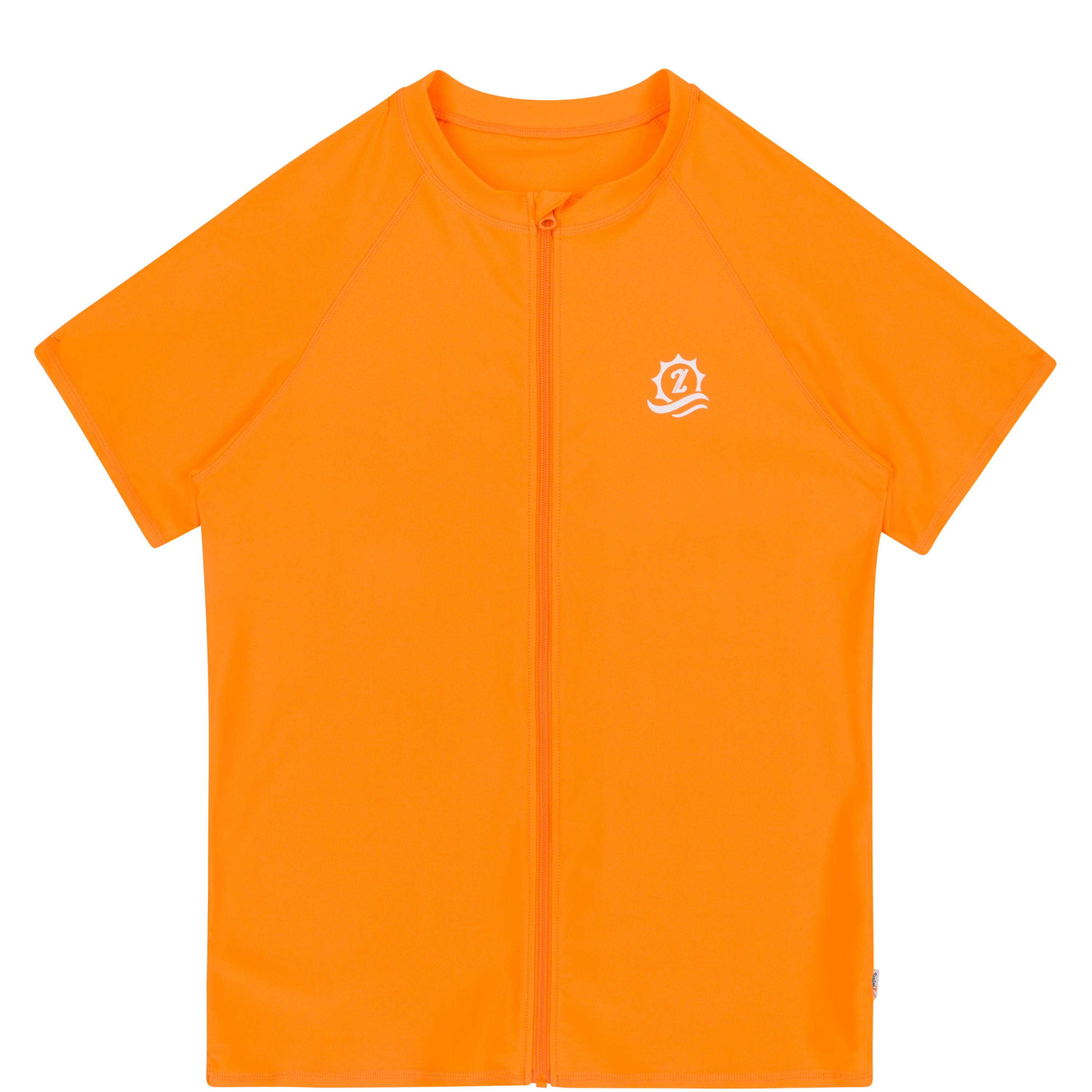 Men's Short Sleeve Rash Guard | “Orange"-S-Orange-SwimZip UPF 50+ Sun Protective Swimwear & UV Zipper Rash Guards-pos1