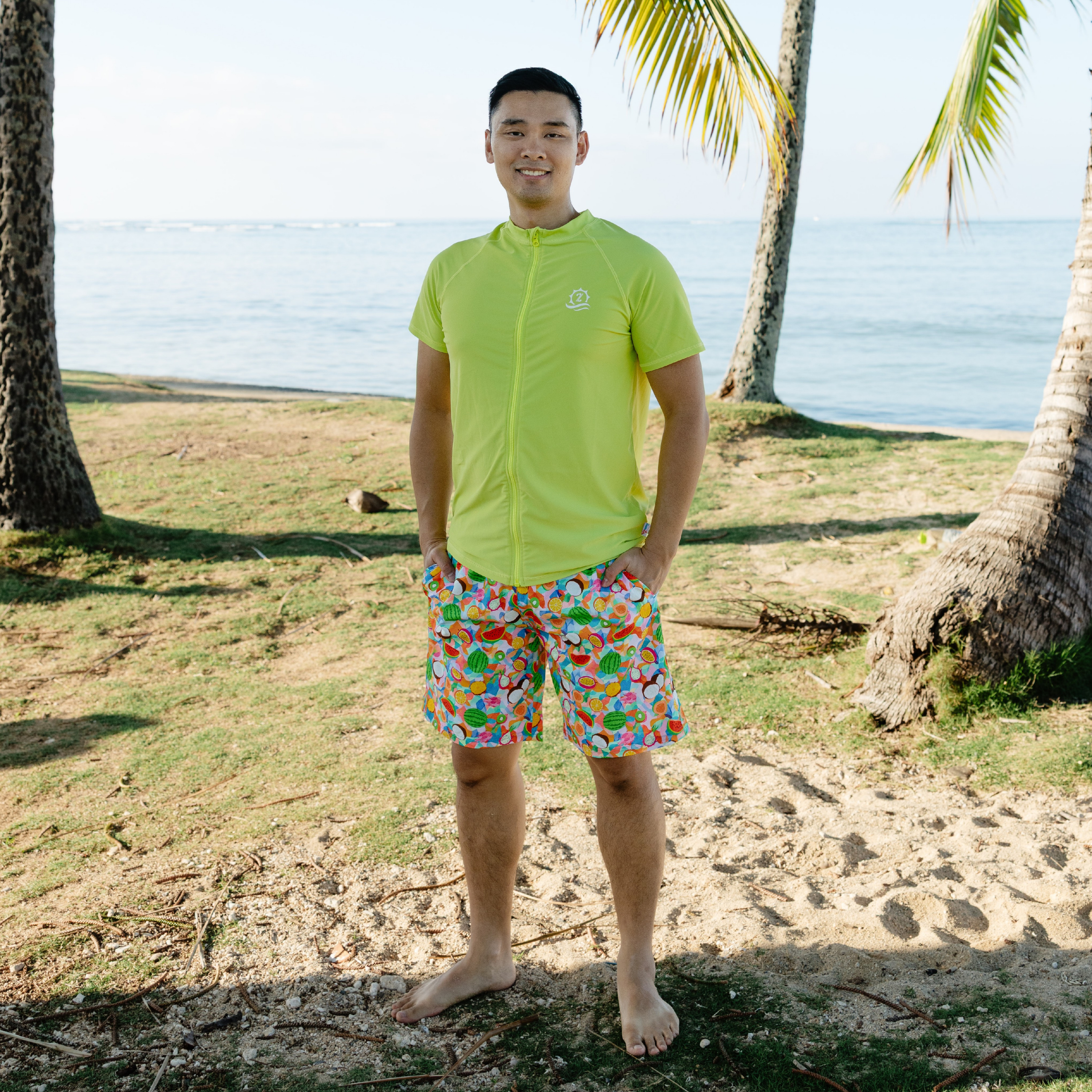 Men's 8" Swim Trunks Boxer Brief Liner | "Fruit Salad"-SwimZip UPF 50+ Sun Protective Swimwear & UV Zipper Rash Guards-pos2