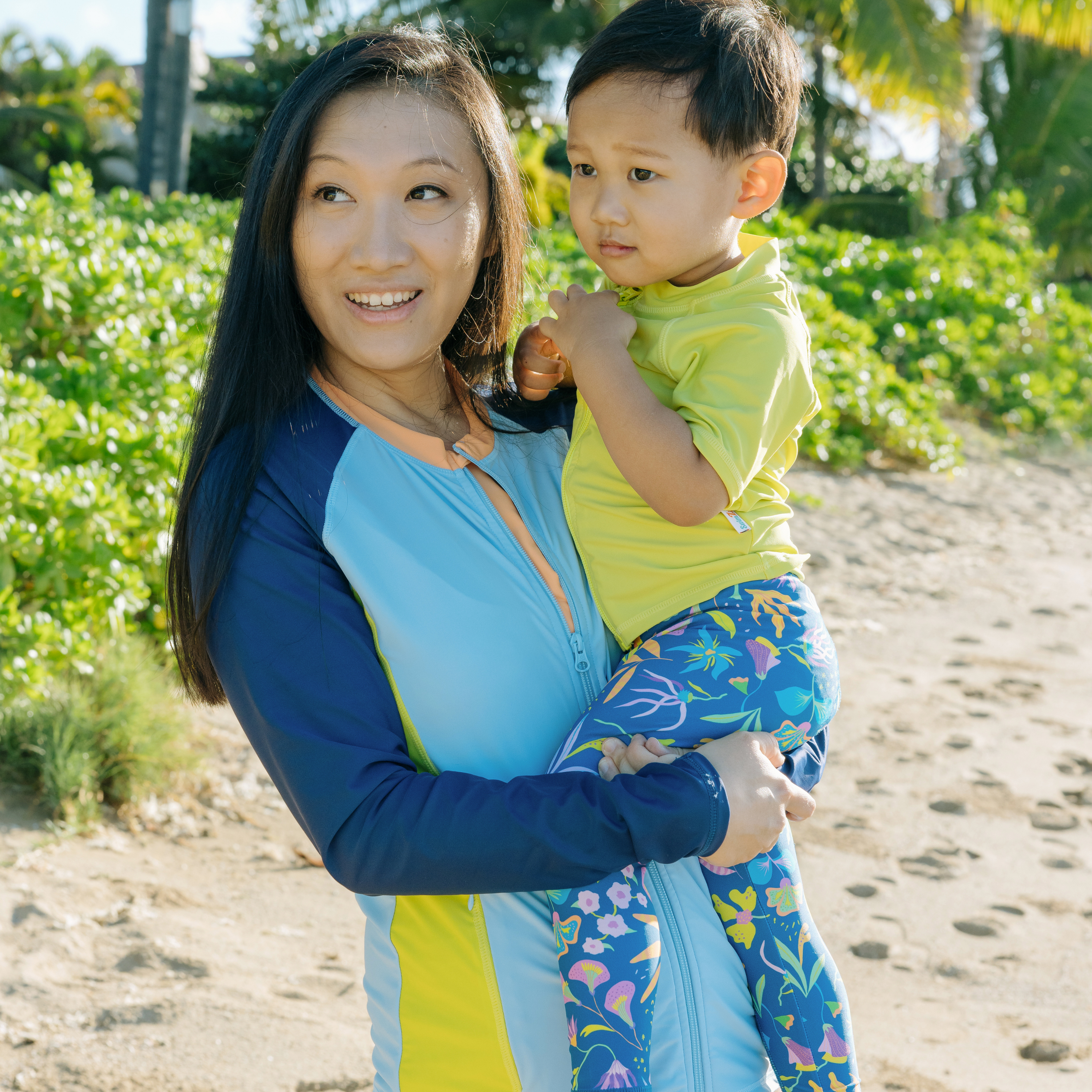 Kids Swim Pants | "Tropadelic"-SwimZip UPF 50+ Sun Protective Swimwear & UV Zipper Rash Guards-pos10