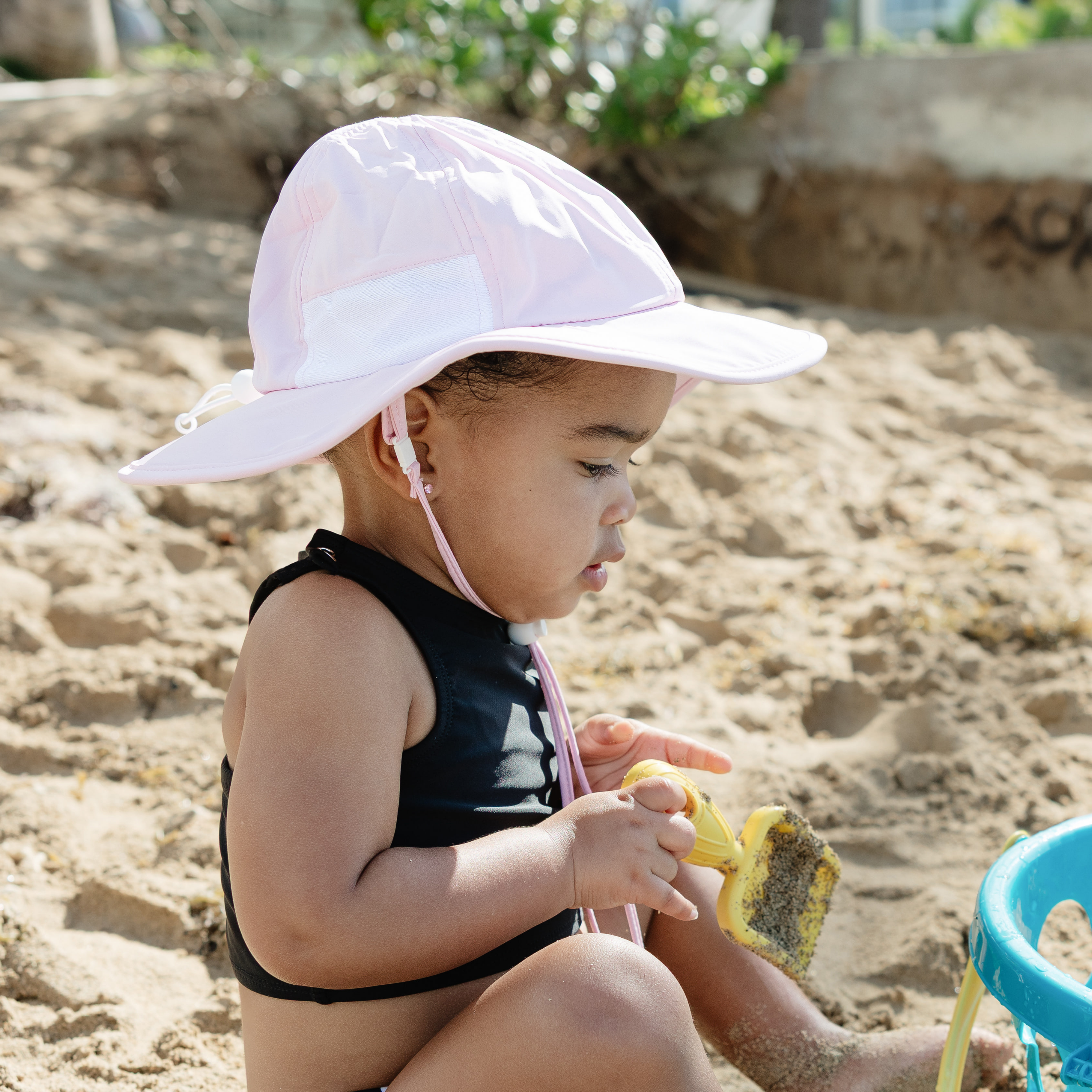 Kids Wide Brim Sun Hat "Fun Sun Day Play Hat" - Pink-SwimZip UPF 50+ Sun Protective Swimwear & UV Zipper Rash Guards-pos4