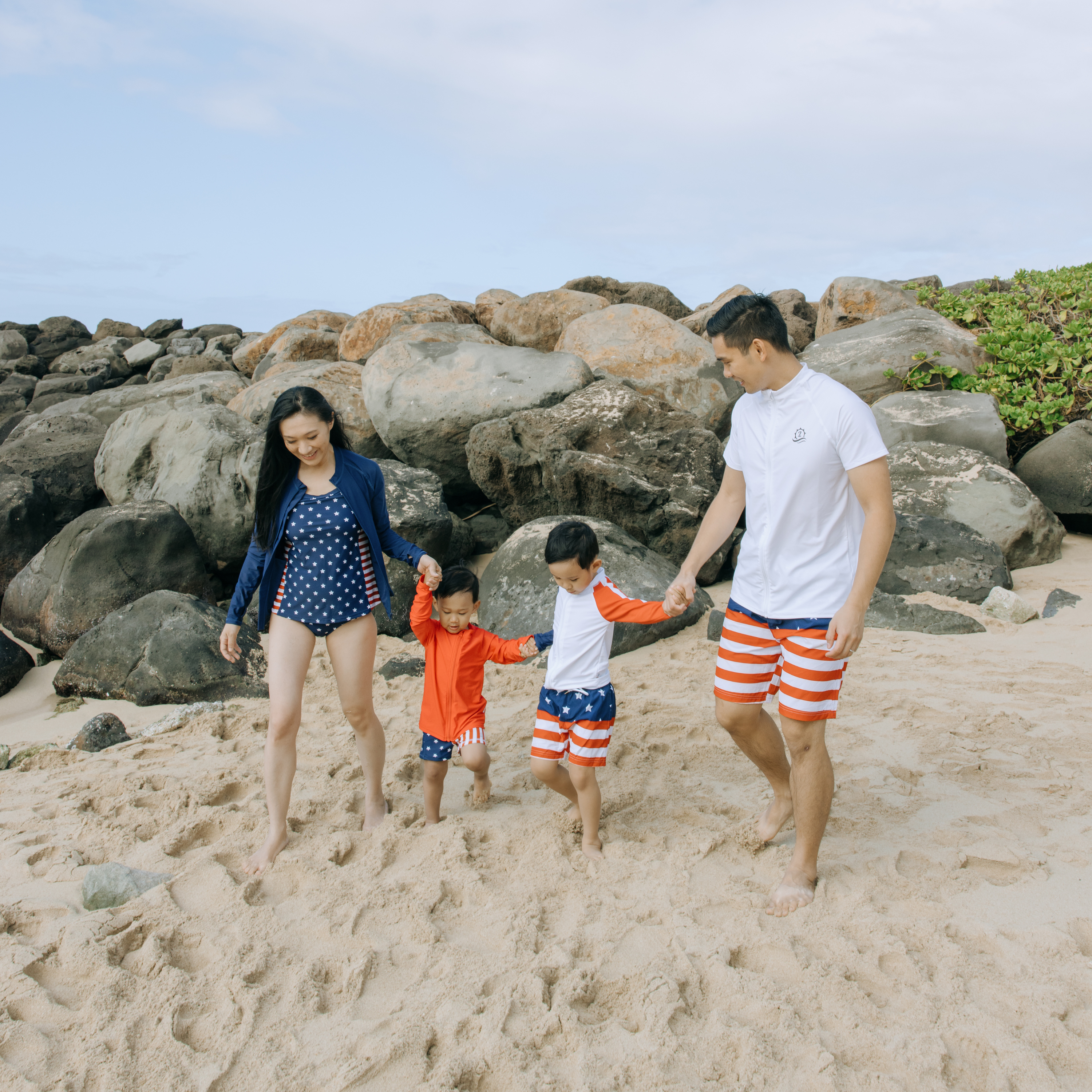 Boys Long Sleeve Zipper Rash Guard and Swim Trunk Set | "Americana"-SwimZip UPF 50+ Sun Protective Swimwear & UV Zipper Rash Guards-pos3