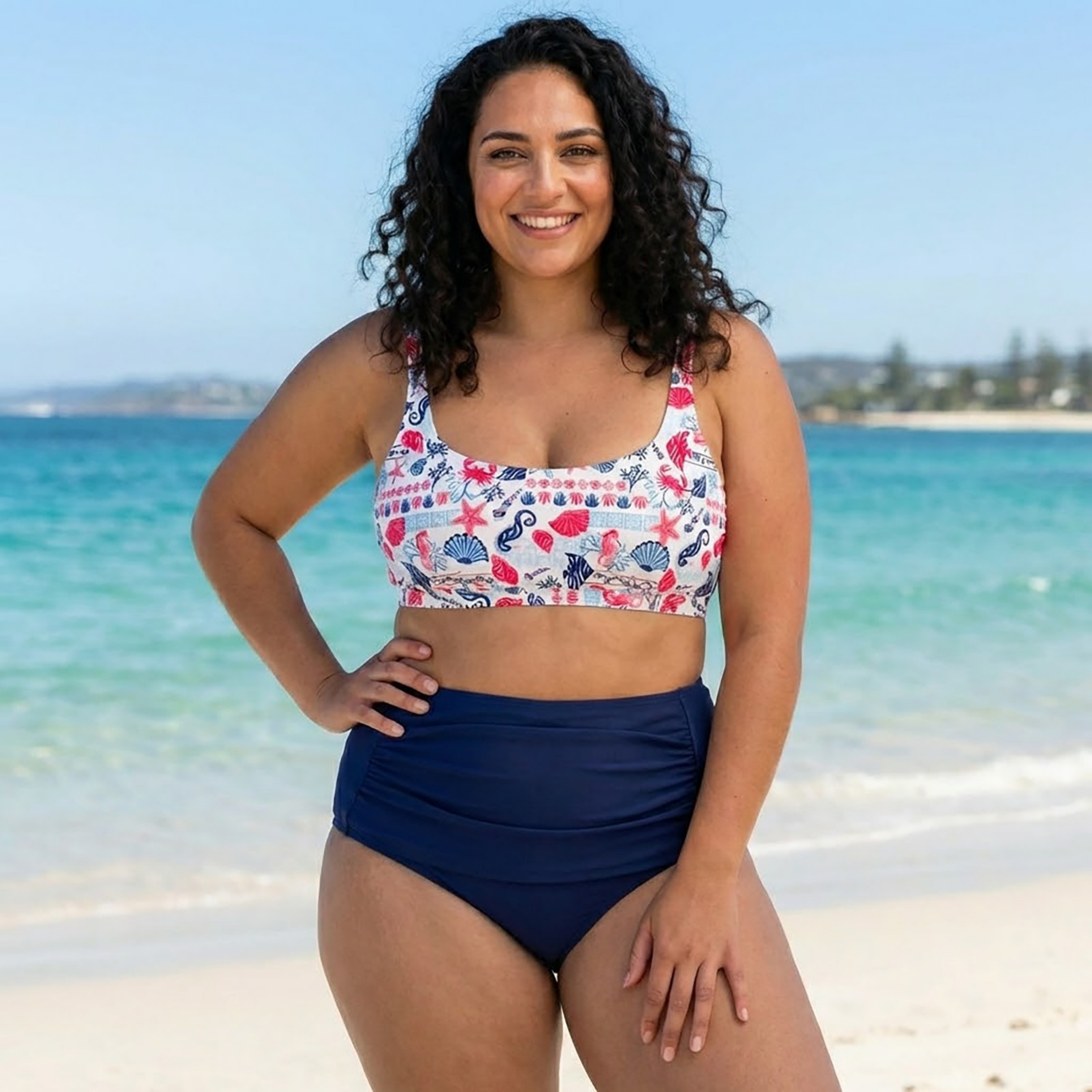 Women's Scoop Neck Bikini Top Plus Size | "Marina"-SwimZip UPF 50+ Sun Protective Swimwear & UV Zipper Rash Guards-pos2