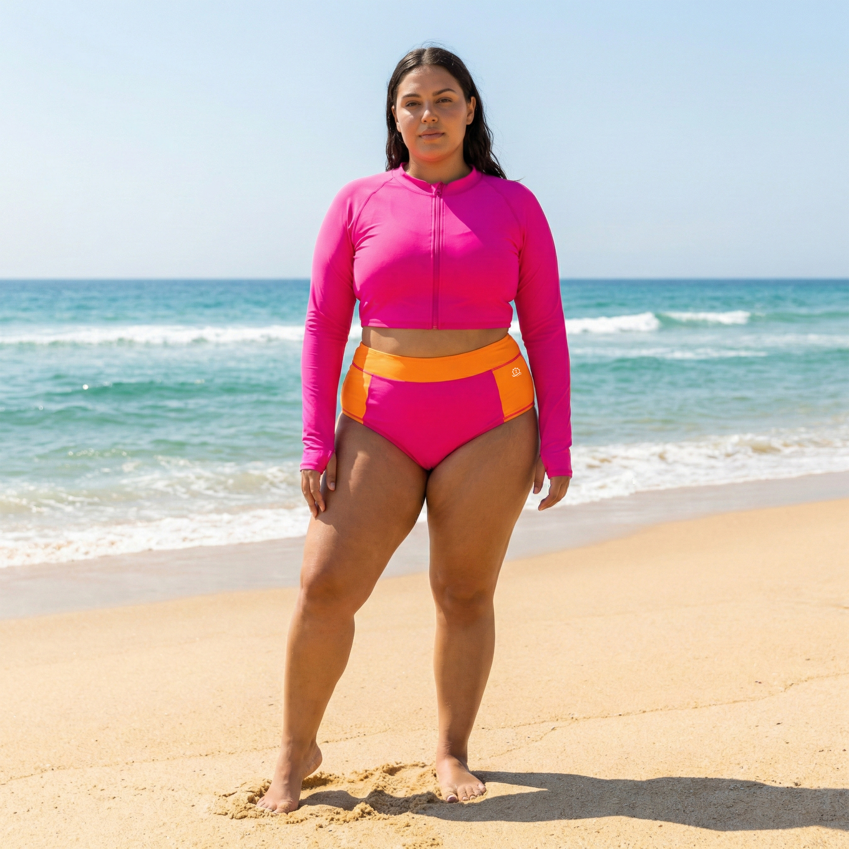 Women's High Waist Bikini Bottoms | "Surge"-SwimZip UPF 50+ Sun Protective Swimwear & UV Zipper Rash Guards-pos16