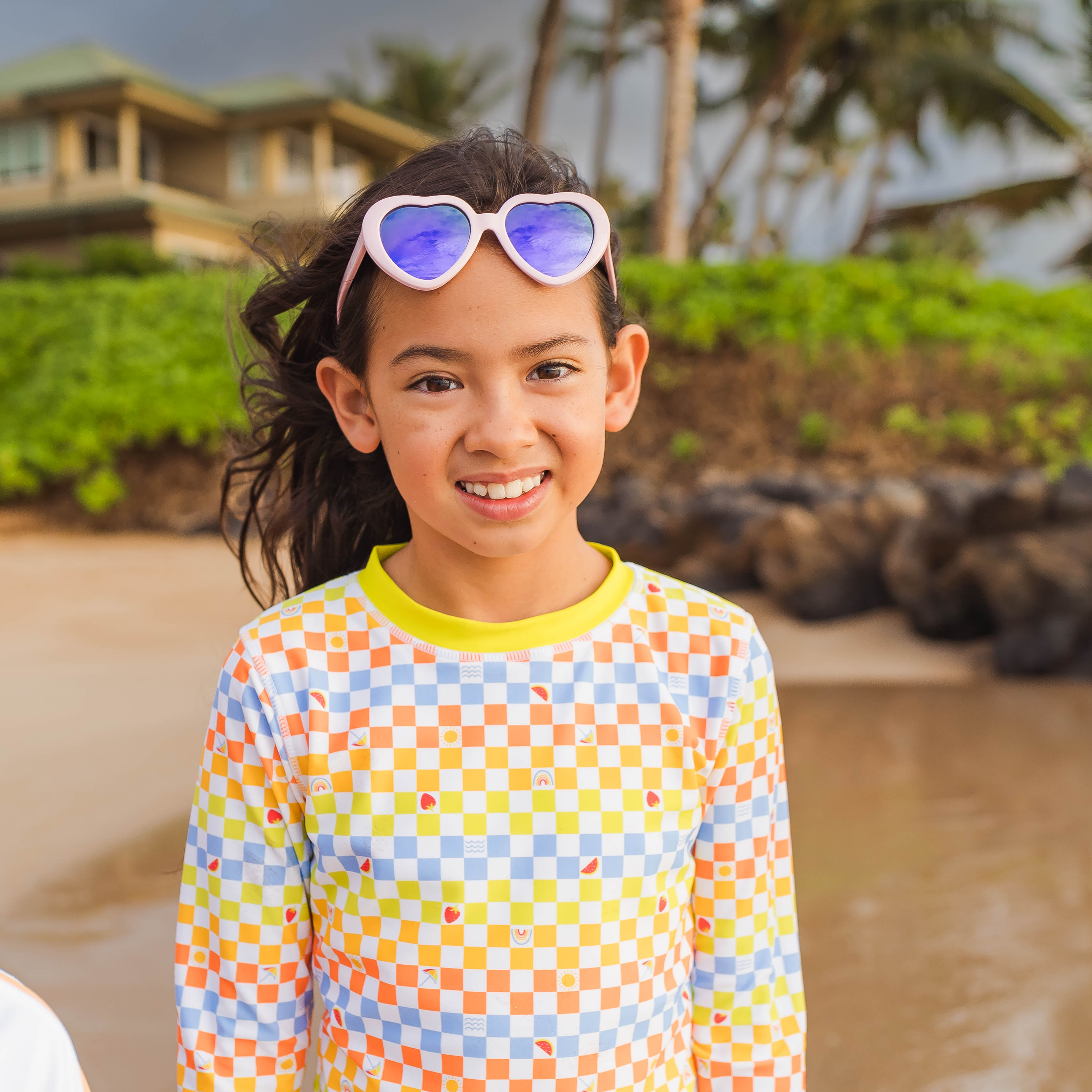 Kids Heart Sunglasses - Pink-SwimZip UPF 50+ Sun Protective Swimwear & UV Zipper Rash Guards-pos2