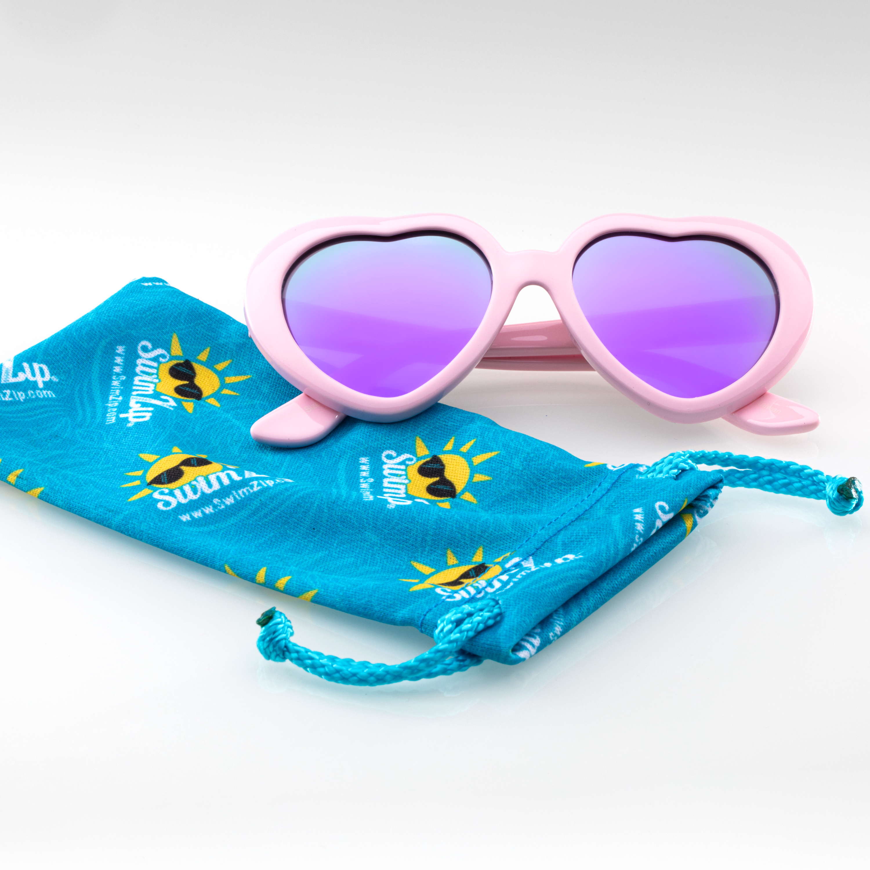 Kids Heart Sunglasses - Pink-SwimZip UPF 50+ Sun Protective Swimwear & UV Zipper Rash Guards-pos4