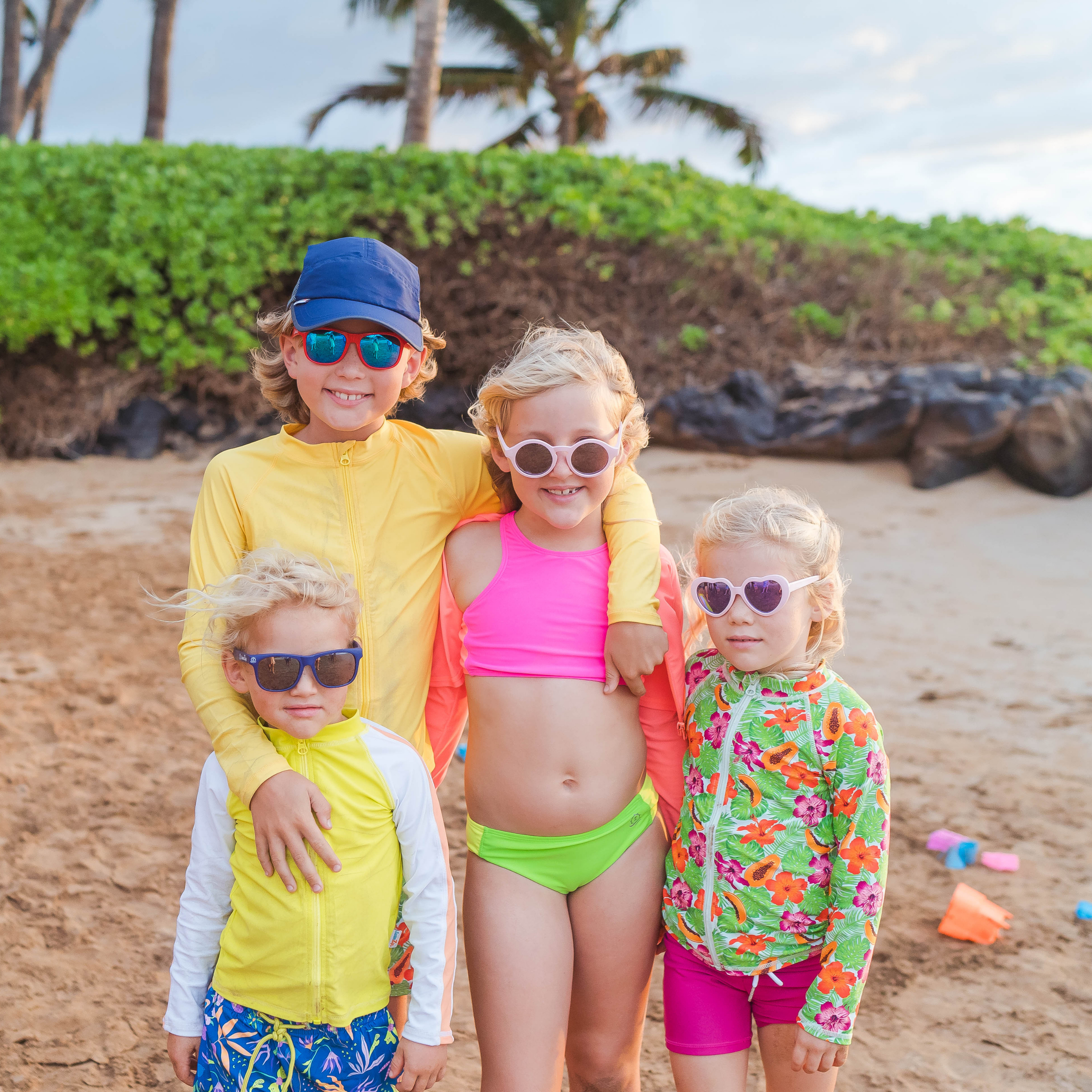 Kids Heart Sunglasses - Pink-SwimZip UPF 50+ Sun Protective Swimwear & UV Zipper Rash Guards-pos7