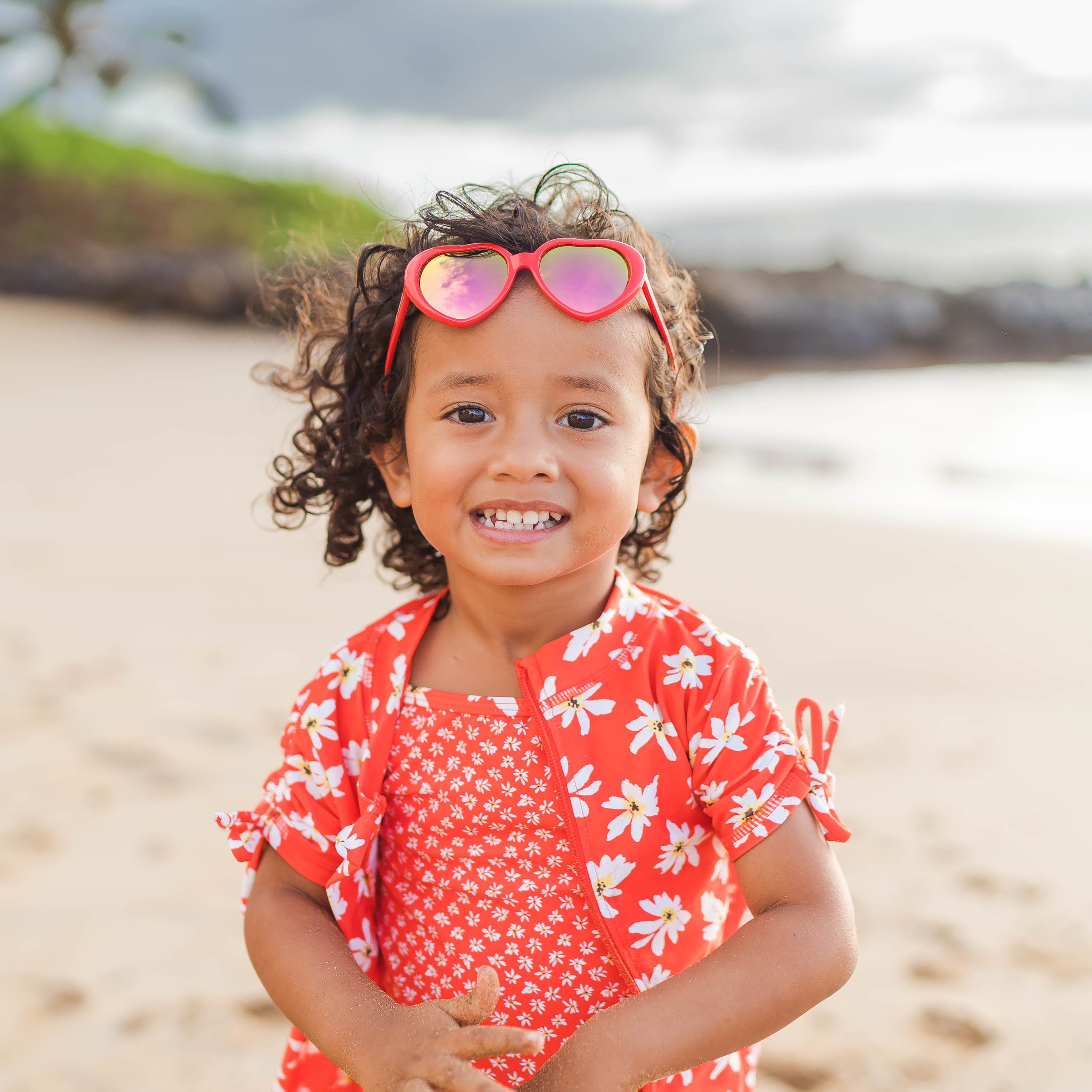 Kids Heart Sunglasses - Red-SwimZip UPF 50+ Sun Protective Swimwear & UV Zipper Rash Guards-pos3