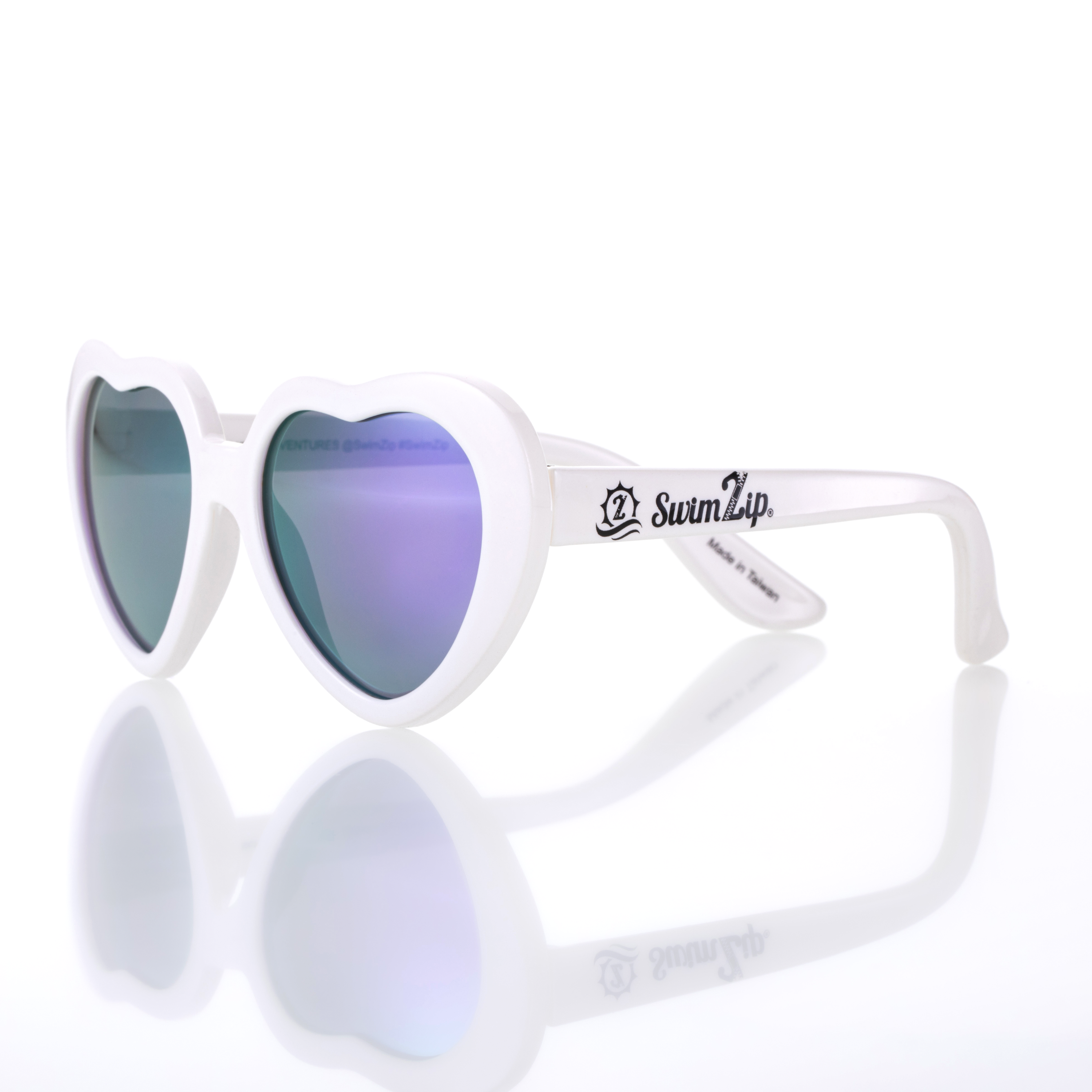 Kids Heart Sunglasses - White-0-3 Years-White-SwimZip UPF 50+ Sun Protective Swimwear & UV Zipper Rash Guards-pos1
