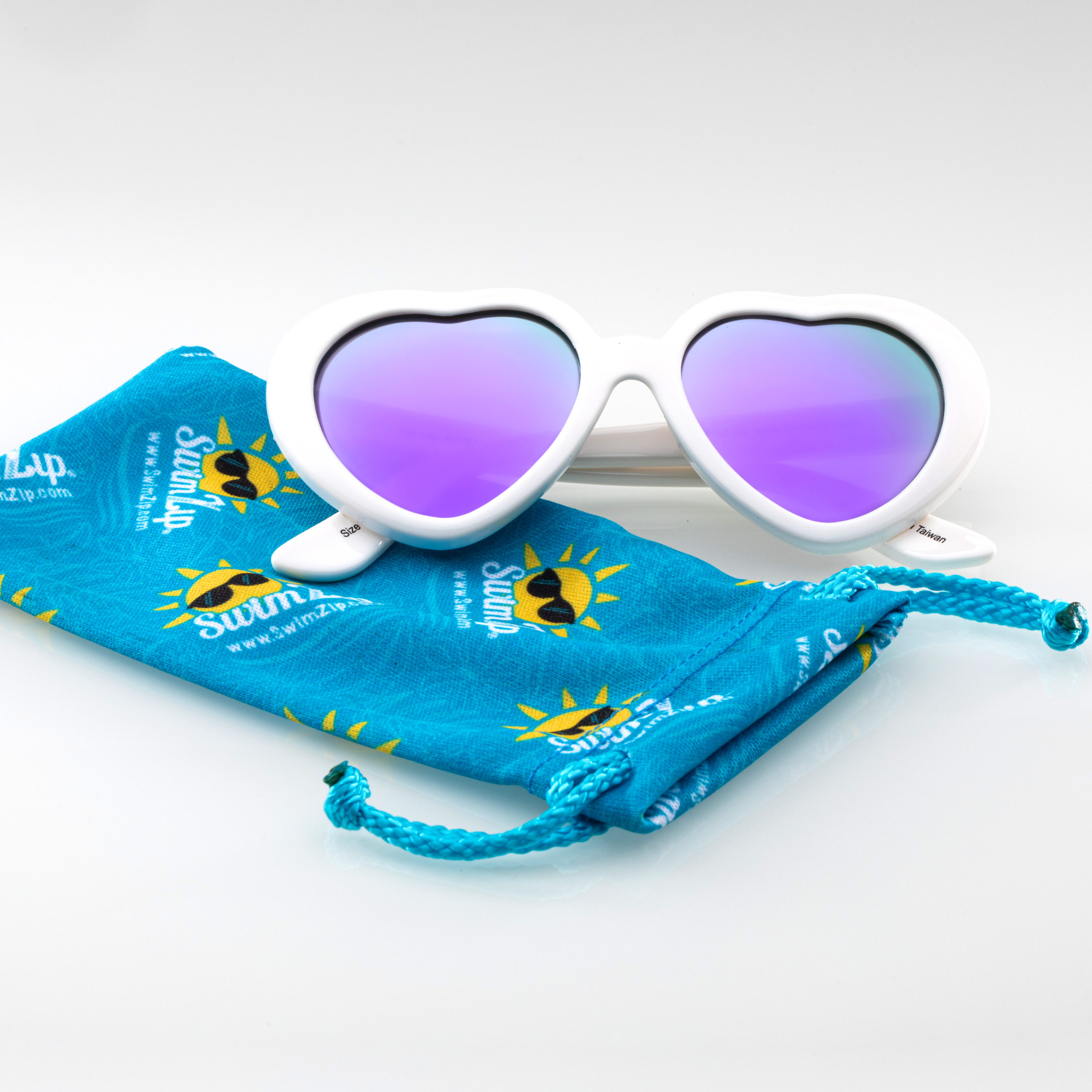 Kids Heart Sunglasses - White-SwimZip UPF 50+ Sun Protective Swimwear & UV Zipper Rash Guards-pos4