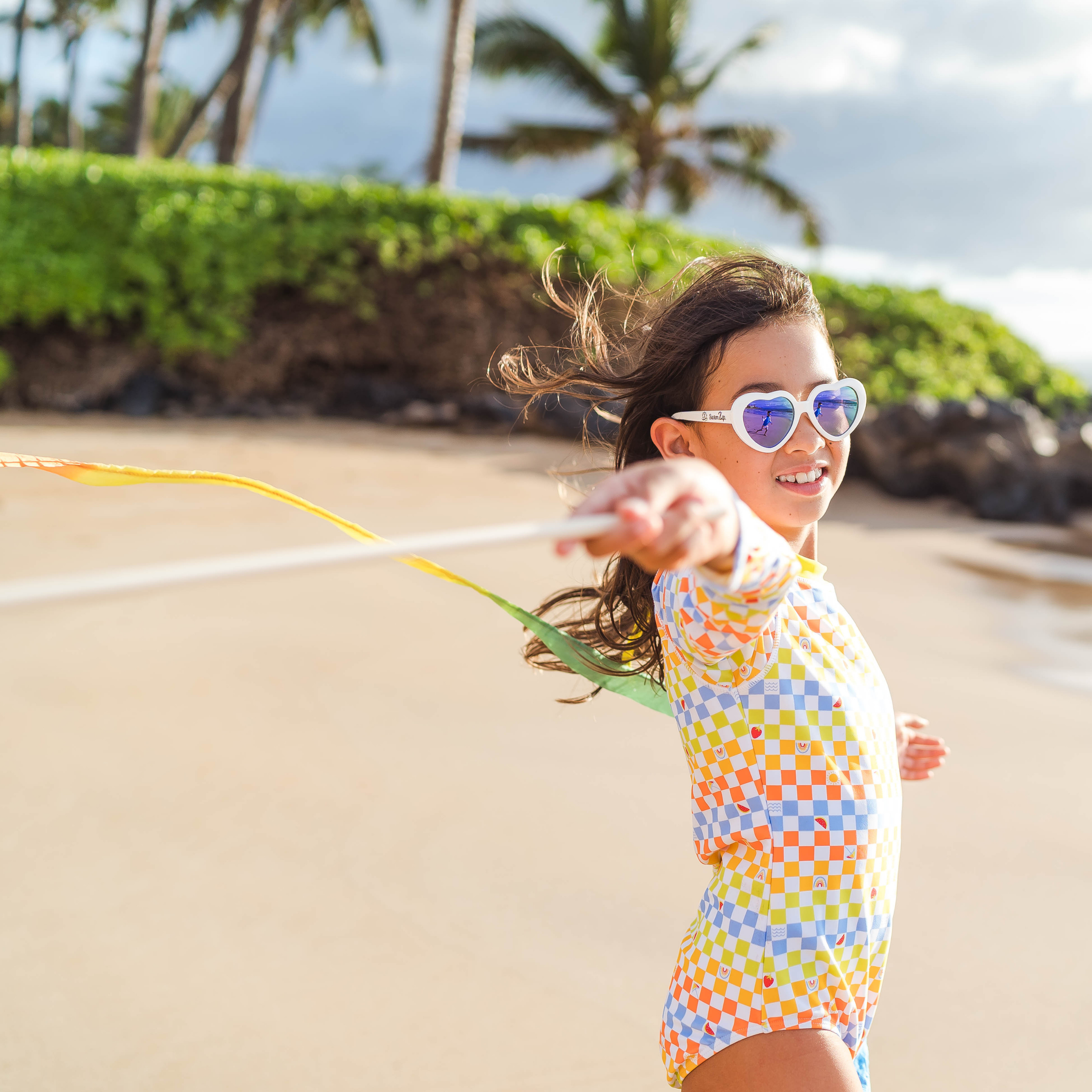 Kids Heart Sunglasses - White-SwimZip UPF 50+ Sun Protective Swimwear & UV Zipper Rash Guards-pos8