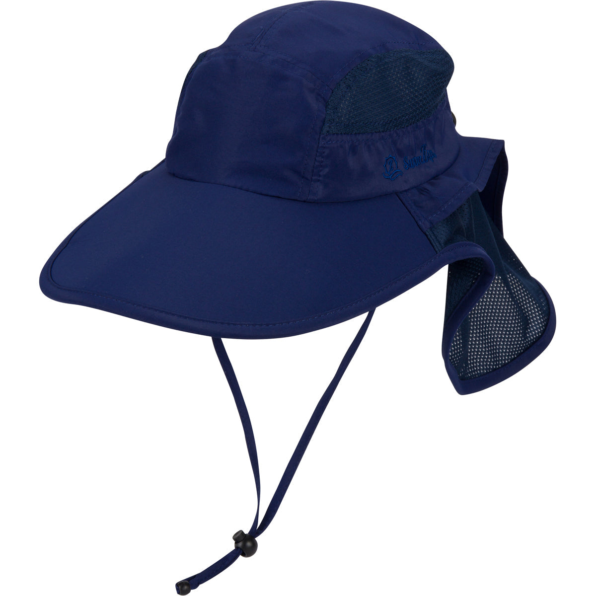 Adult Wide Brim + Flap Neck Sun Protective Adventure Hat | Navy-SwimZip UPF 50+ Sun Protective Swimwear & UV Zipper Rash Guards-pos1