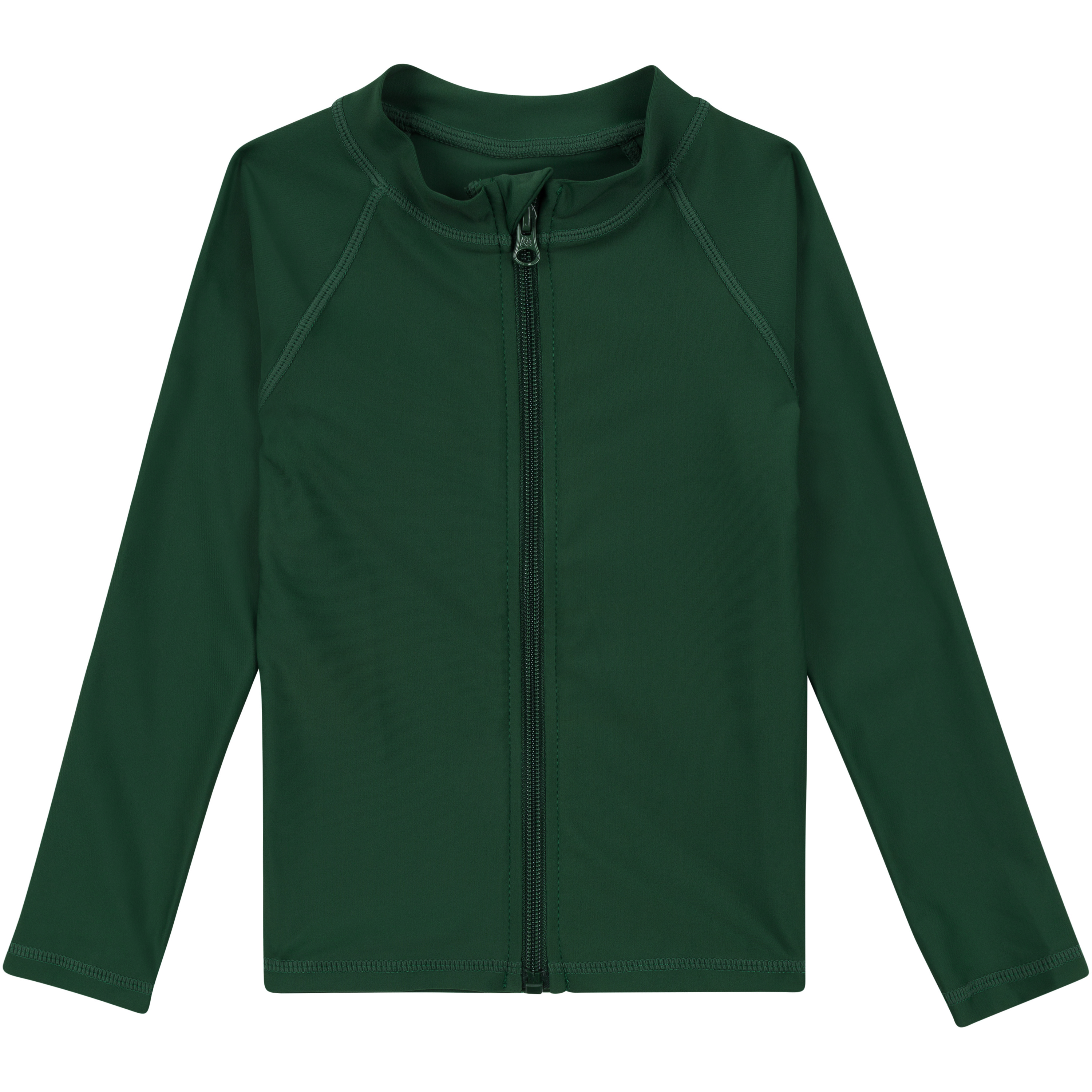 Kids UPF 50+ Long Sleeve Zipper Rash Guard Swim Shirt | "Hunter Green"-0-3 Month-Hunter Green-SwimZip UPF 50+ Sun Protective Swimwear & UV Zipper Rash Guards-pos1