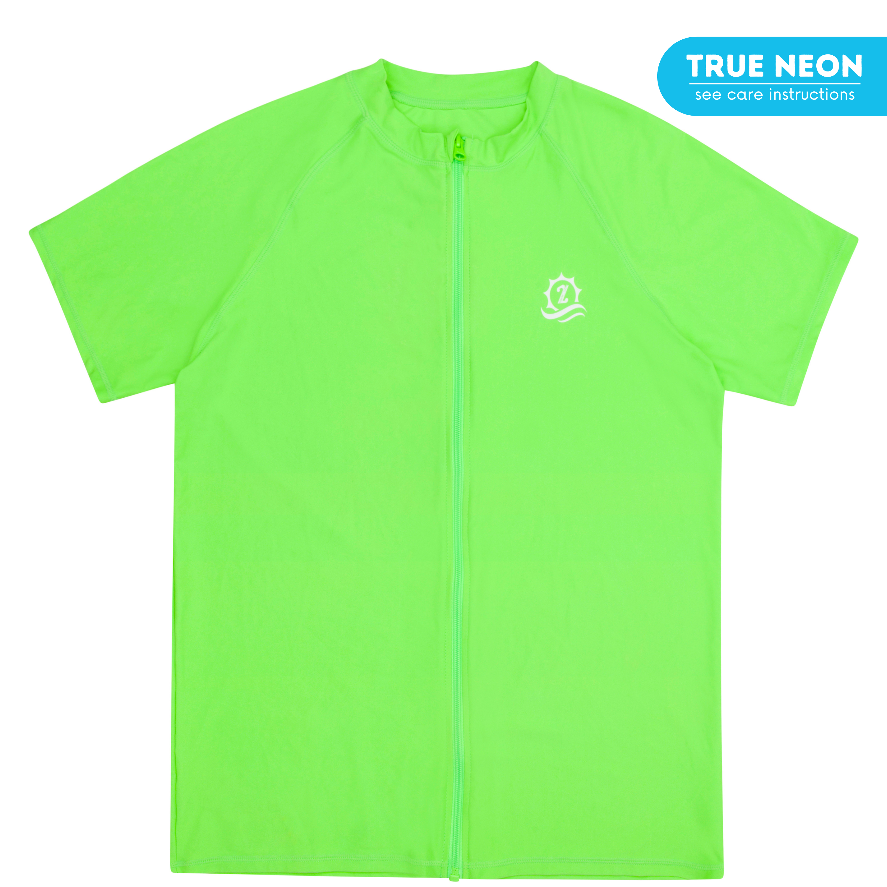 Men’s Short-Sleeve Rash Guard | Neon Green-S-Neon Green-SwimZip UPF 50+ Sun Protective Swimwear & UV Zipper Rash Guards-pos1
